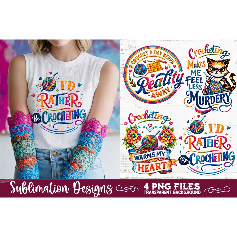 Crocheting Sublimation Faux yarn PNG 4 Designs 7