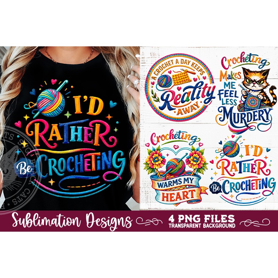 Crocheting Sublimation Faux yarn PNG 4 Designs 8