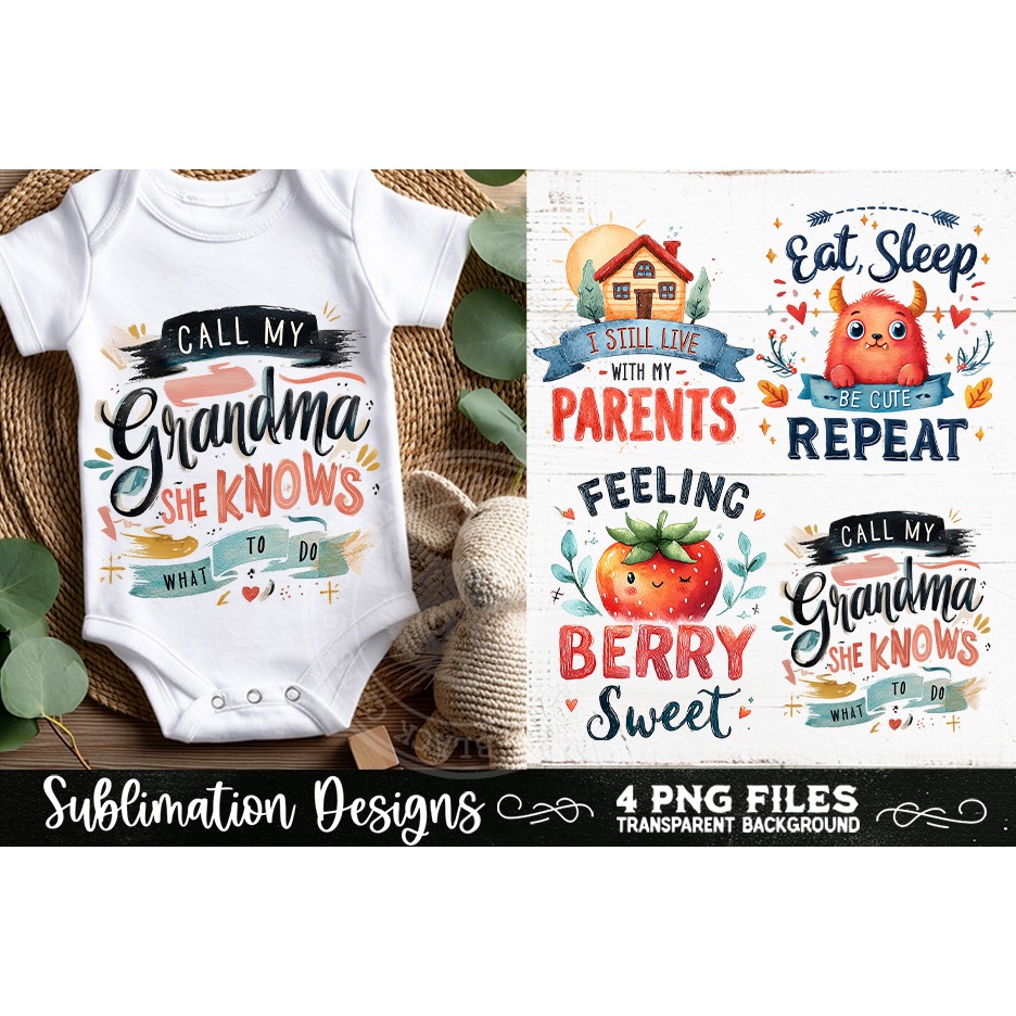 Cute Baby Quotes PNG Sublimation 4 Designs 2