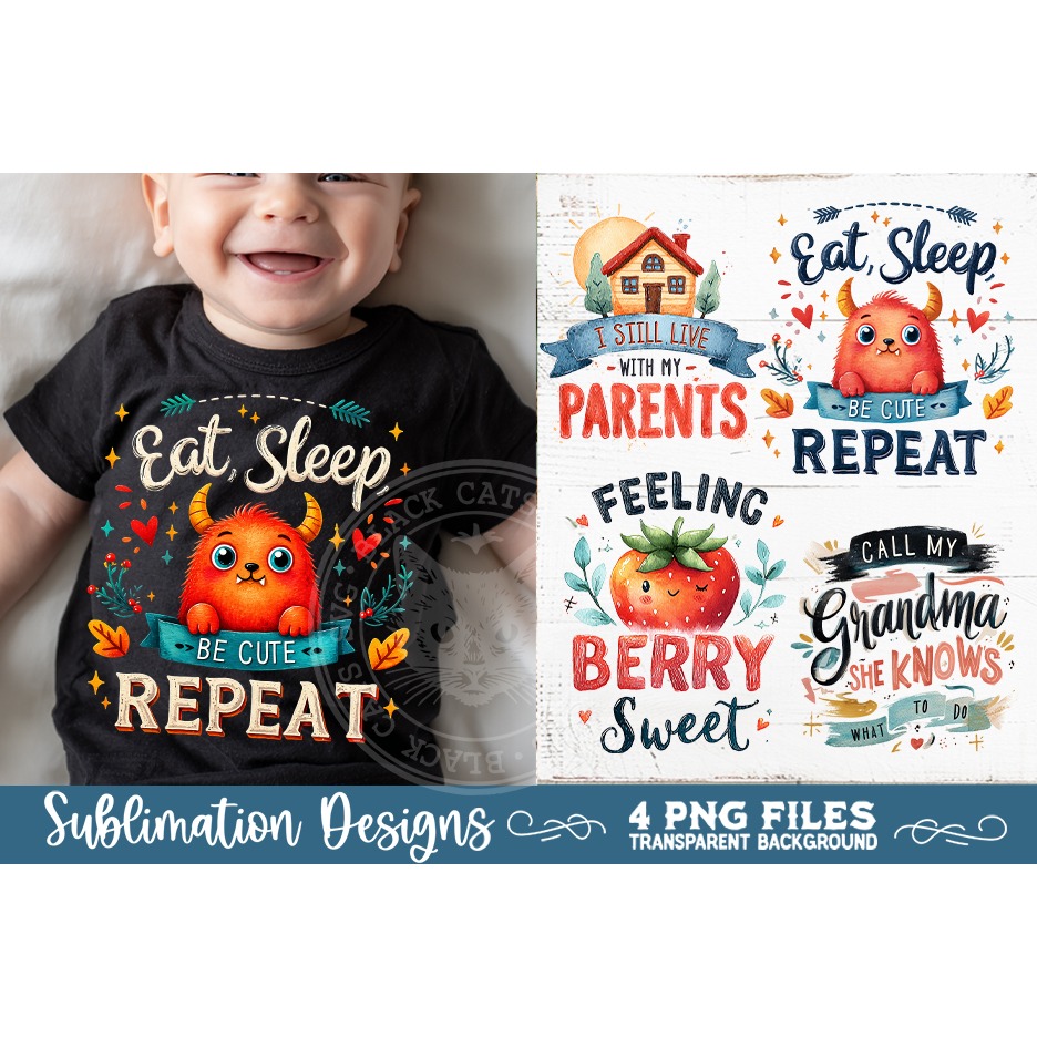 Cute Baby Quotes PNG Sublimation 4 Designs 3