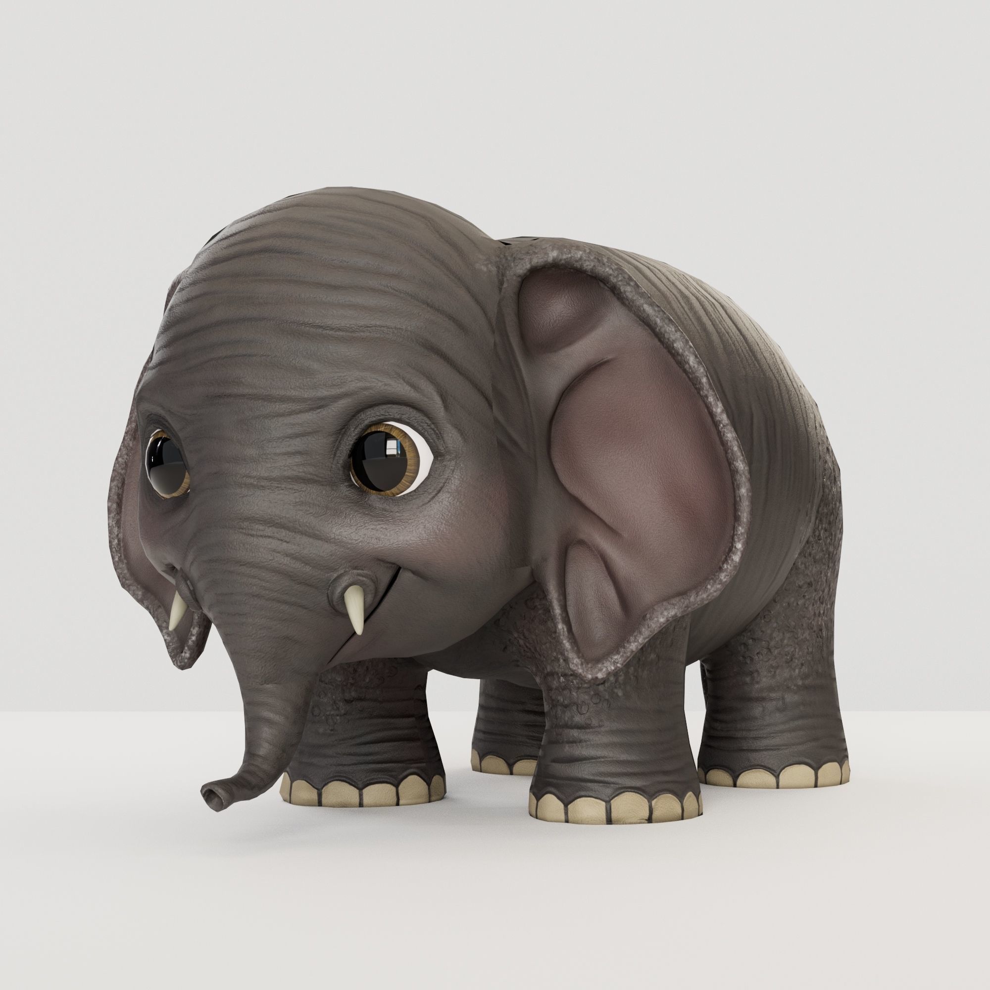 Cute cartoon elephant Free low-poly 3D model 2