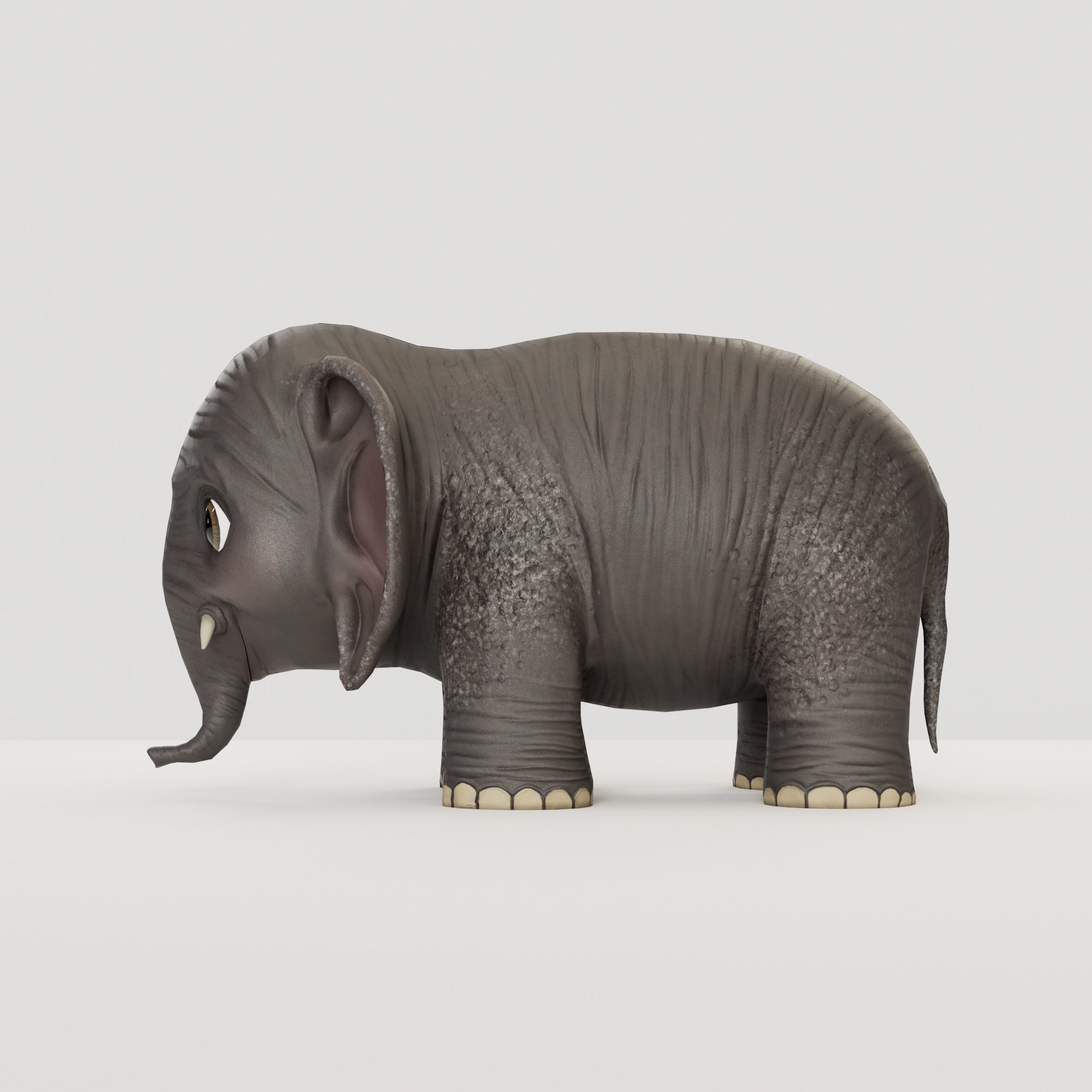 Cute cartoon elephant Free low-poly 3D model 3