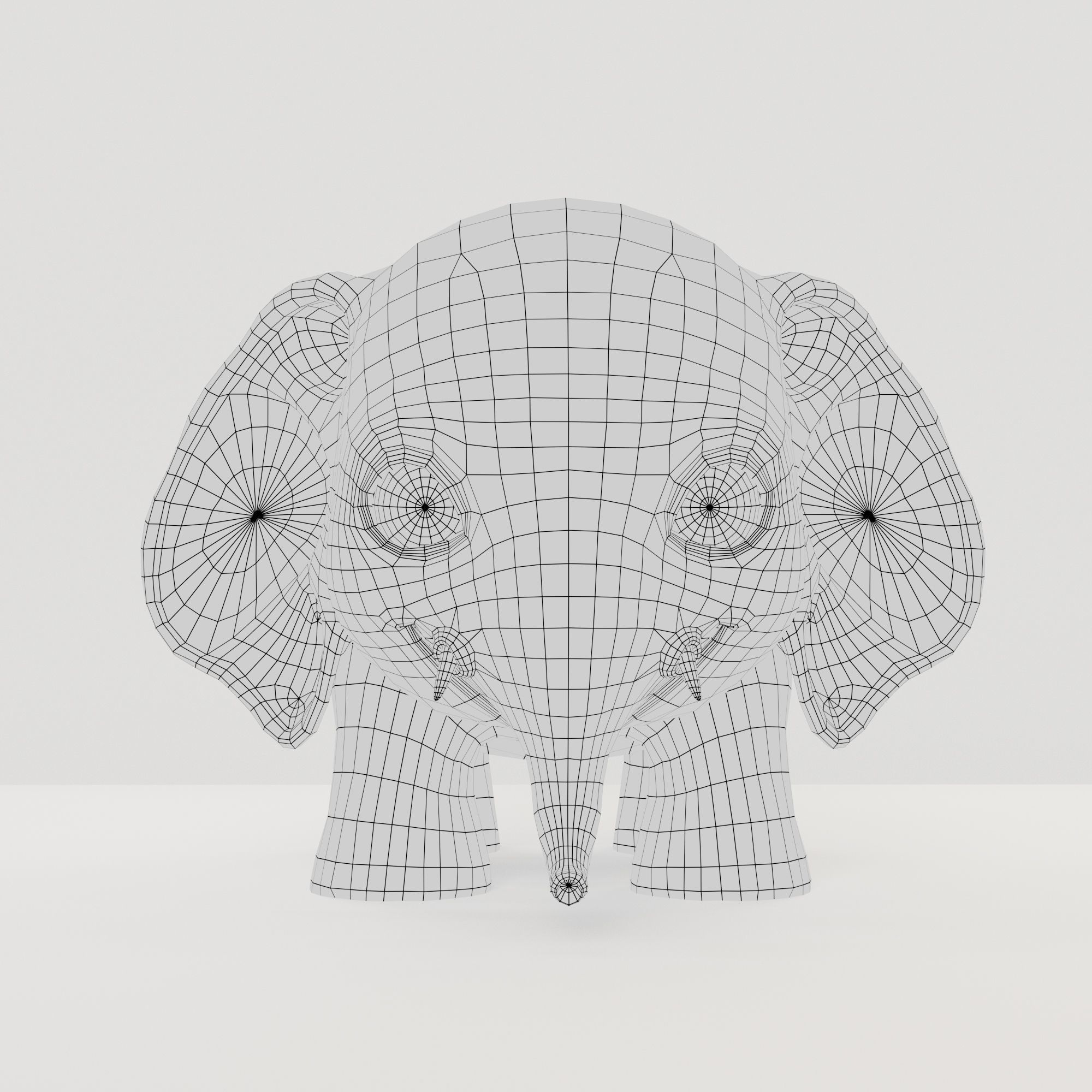 Cute cartoon elephant Free low-poly 3D model 6