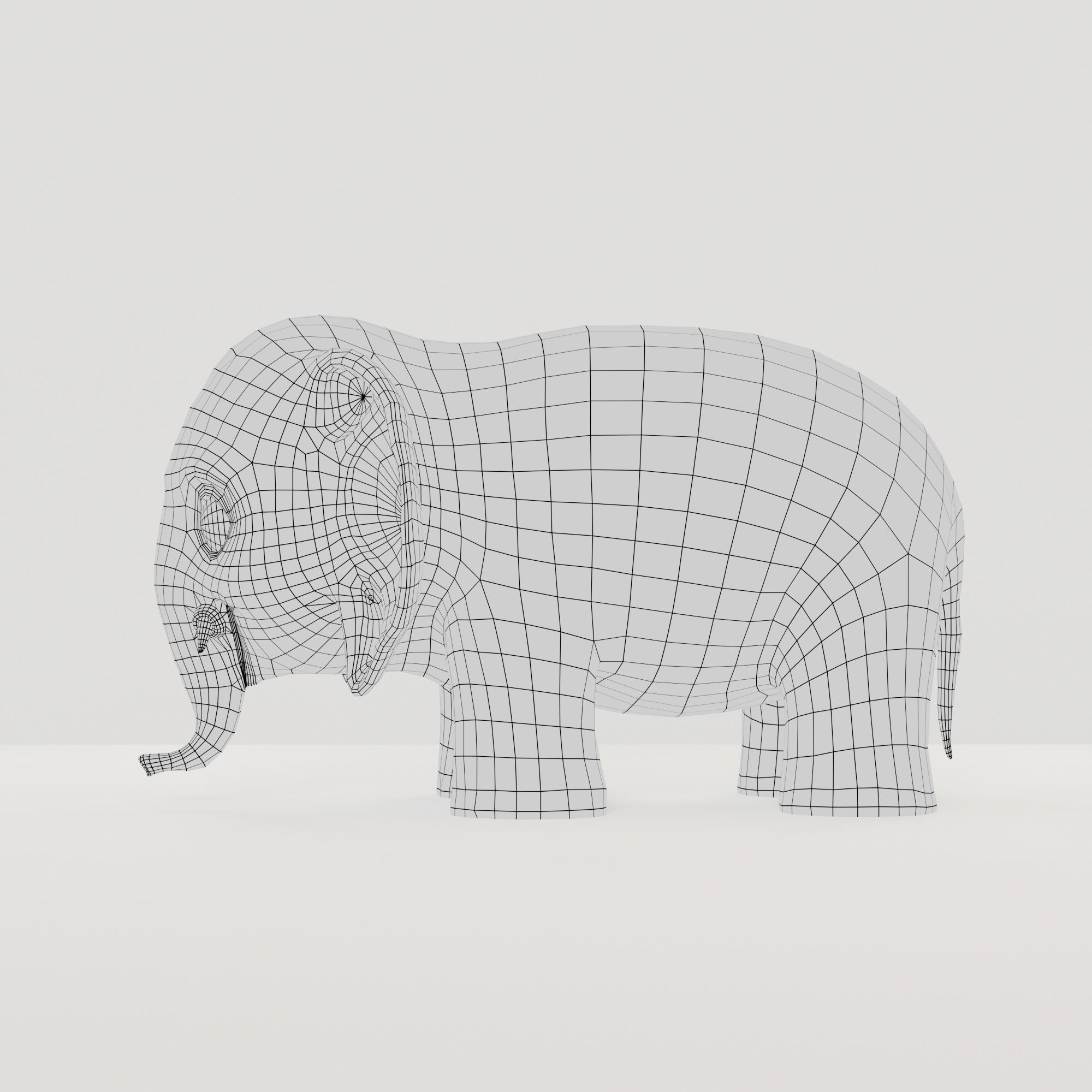 Cute cartoon elephant Free low-poly 3D model 7