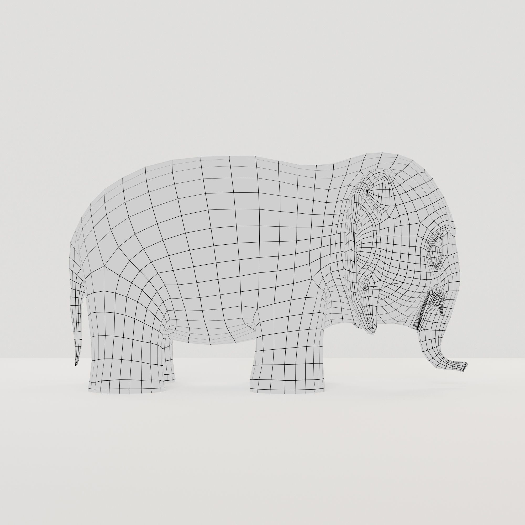 Cute cartoon elephant Free low-poly 3D model 9