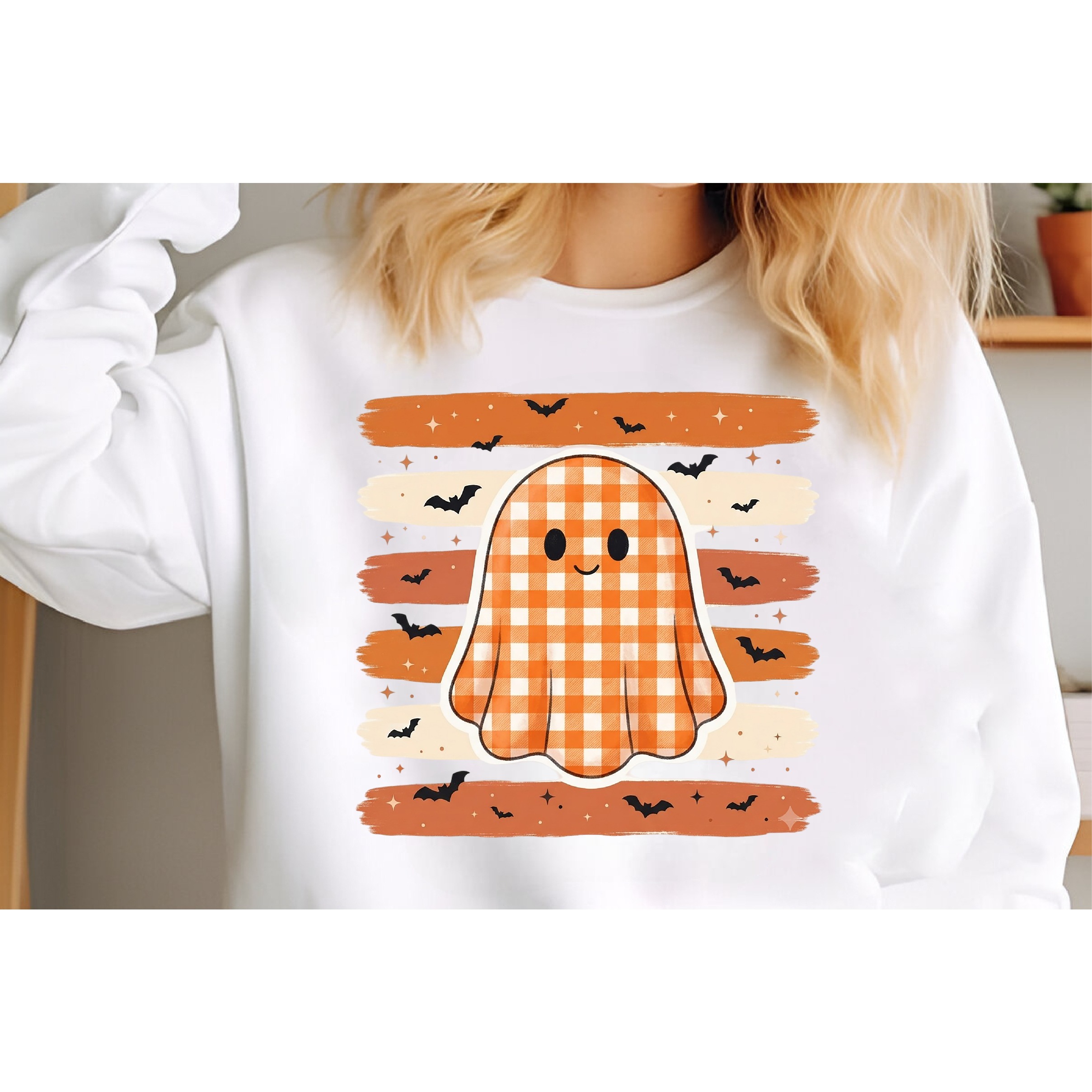 Cute Plaid Ghost Halloween PNG