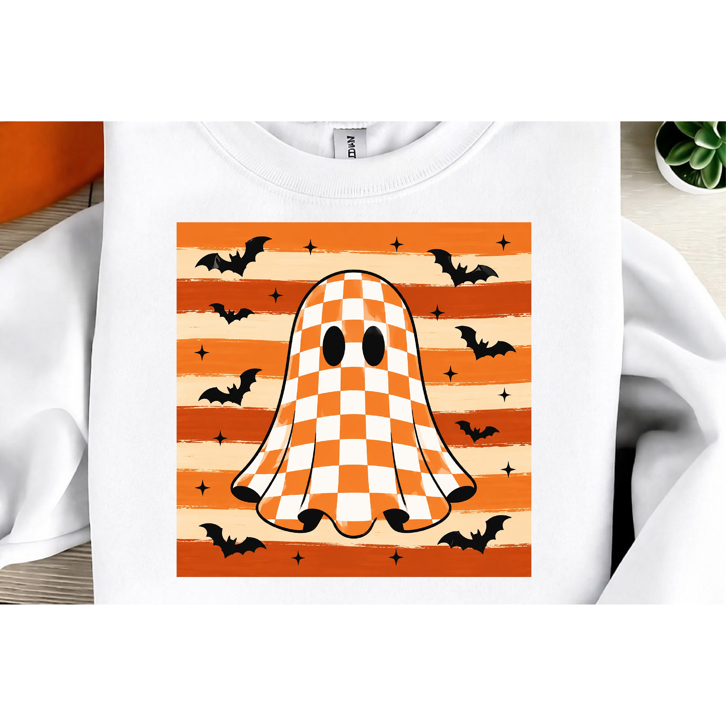 Cute Plaid Ghost Halloween PNG (2) 2