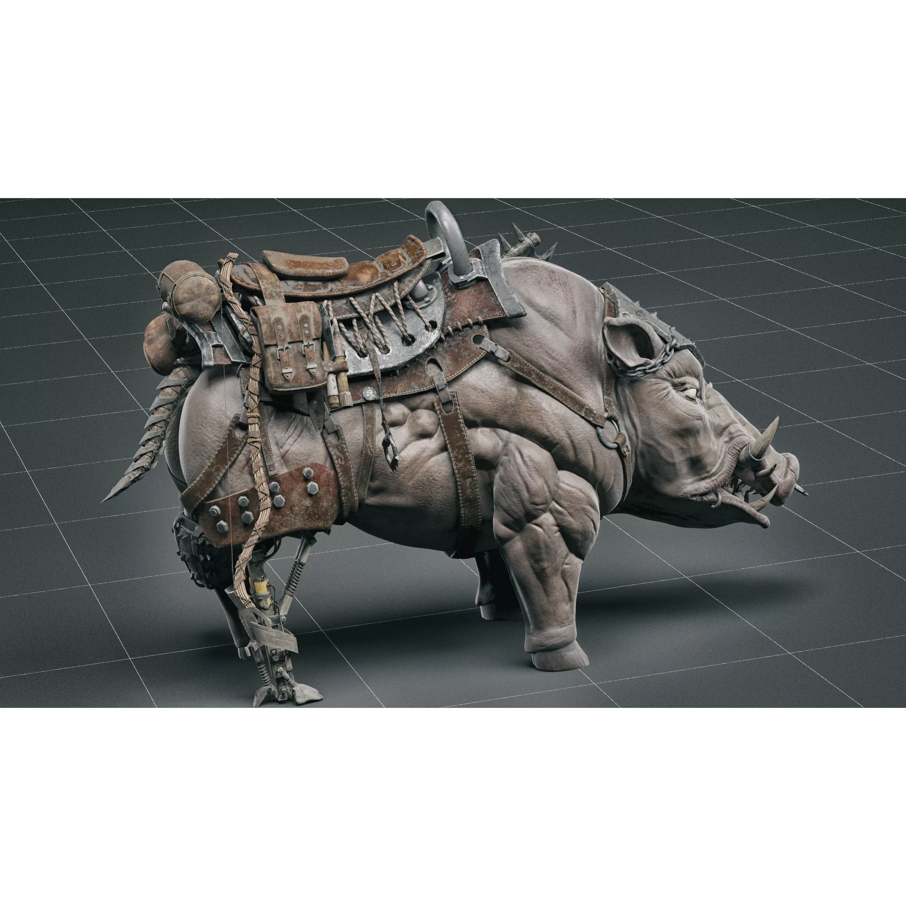 Cybernetic boar Low-poly 3D model