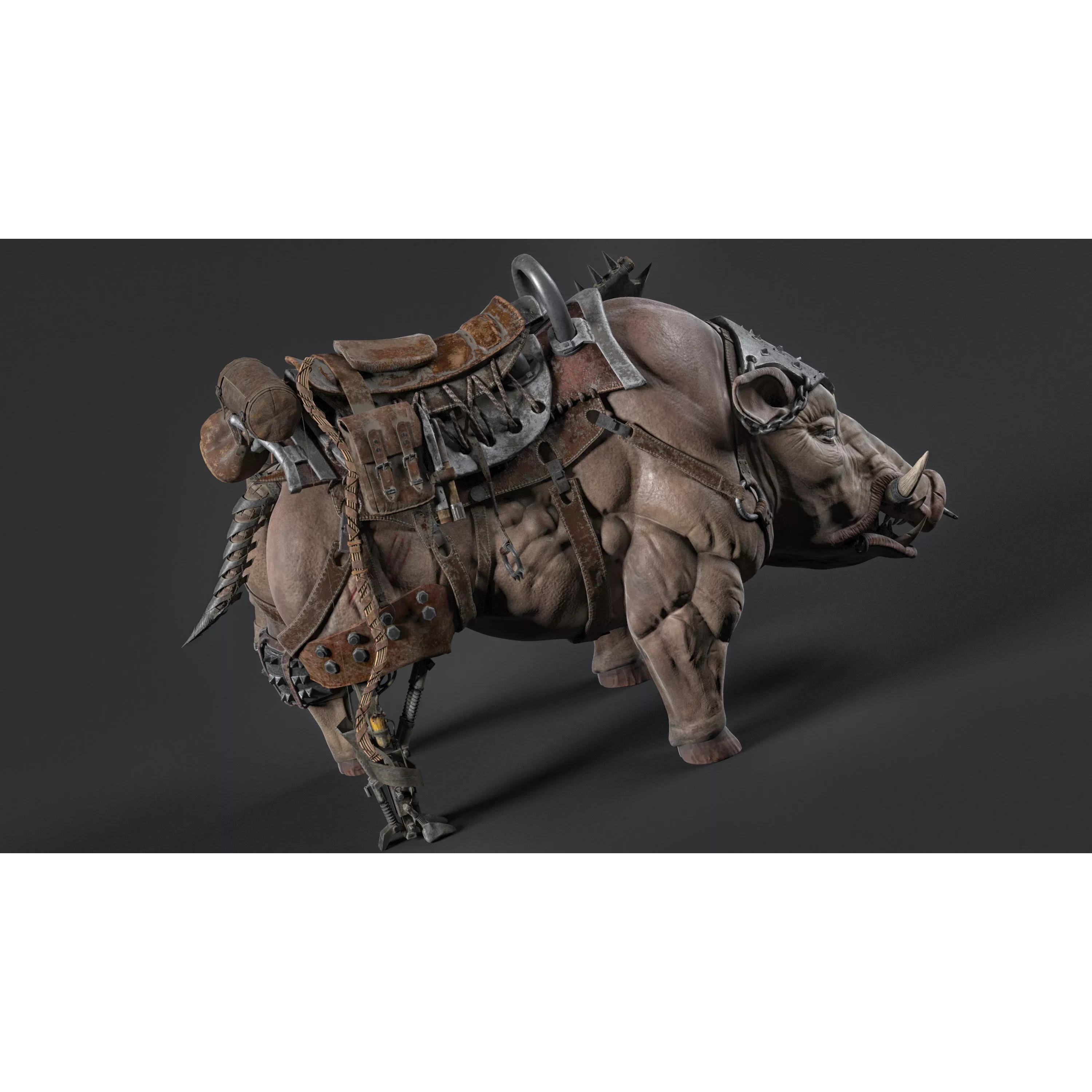 Cybernetic boar Low-poly 3D model 3