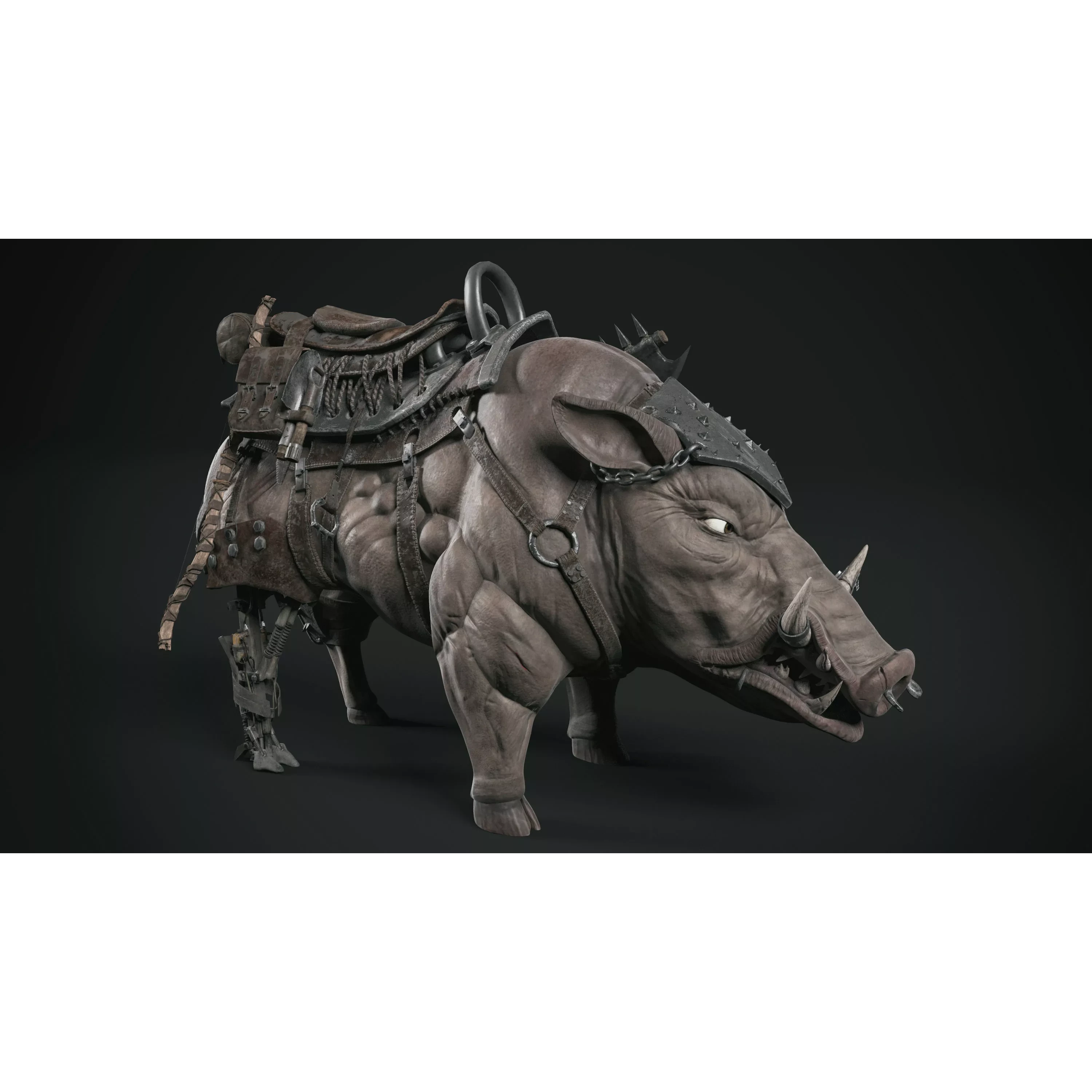 Cybernetic boar Low-poly 3D model 5