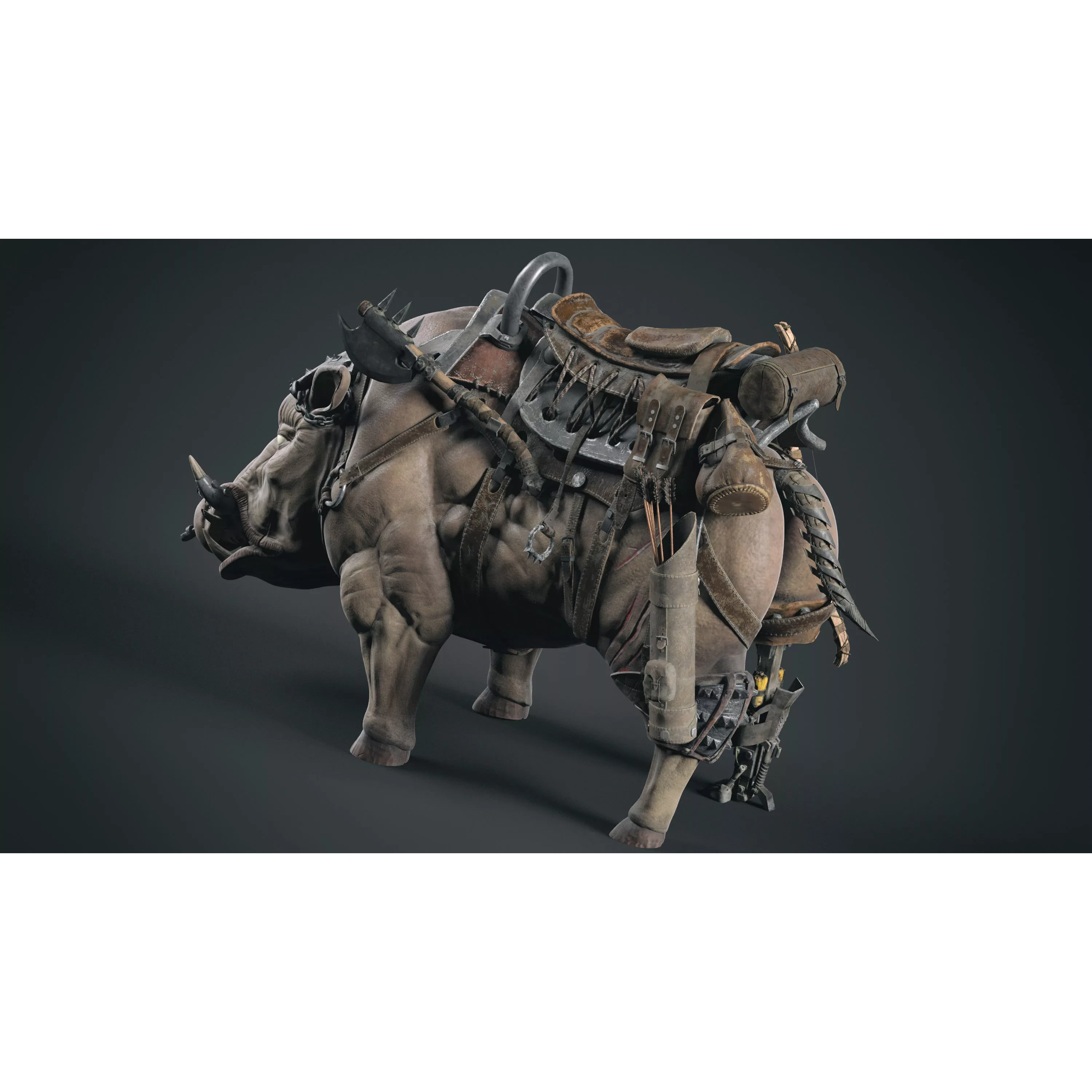 Cybernetic boar Low-poly 3D model 6