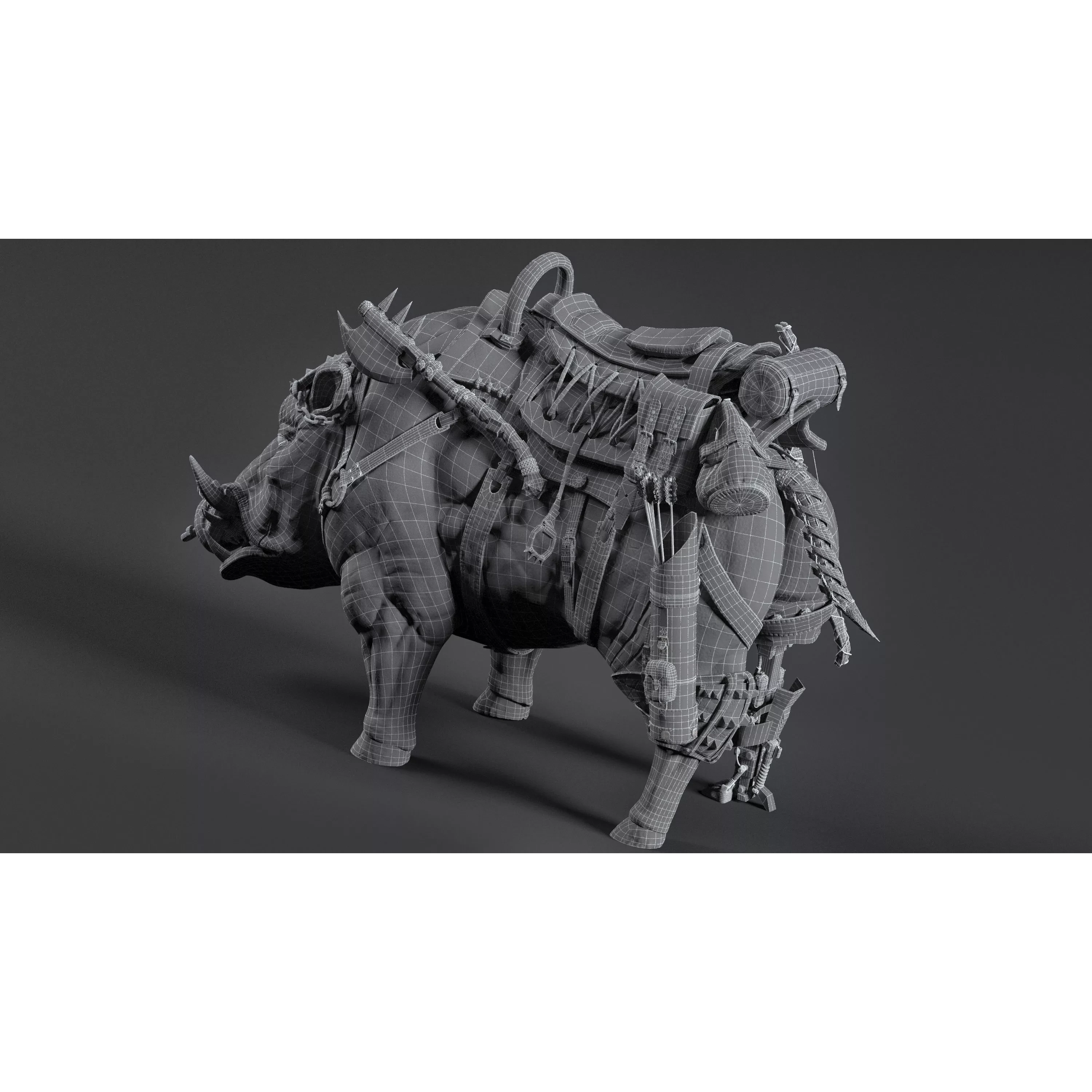Cybernetic boar Low-poly 3D model 7