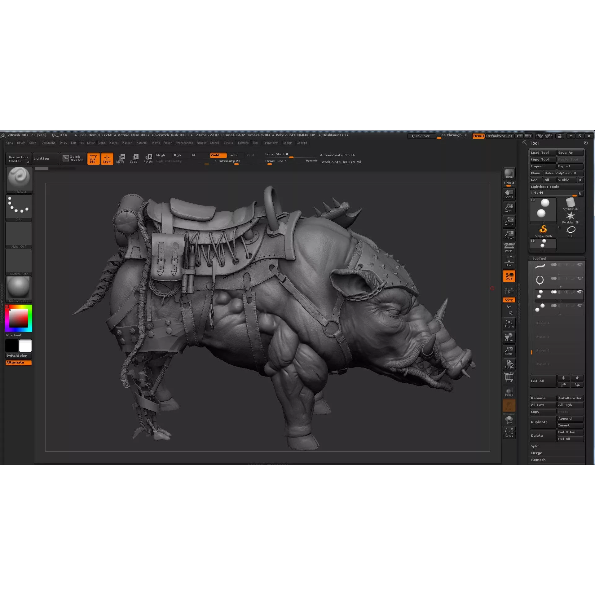 Cybernetic boar Low-poly 3D model 9