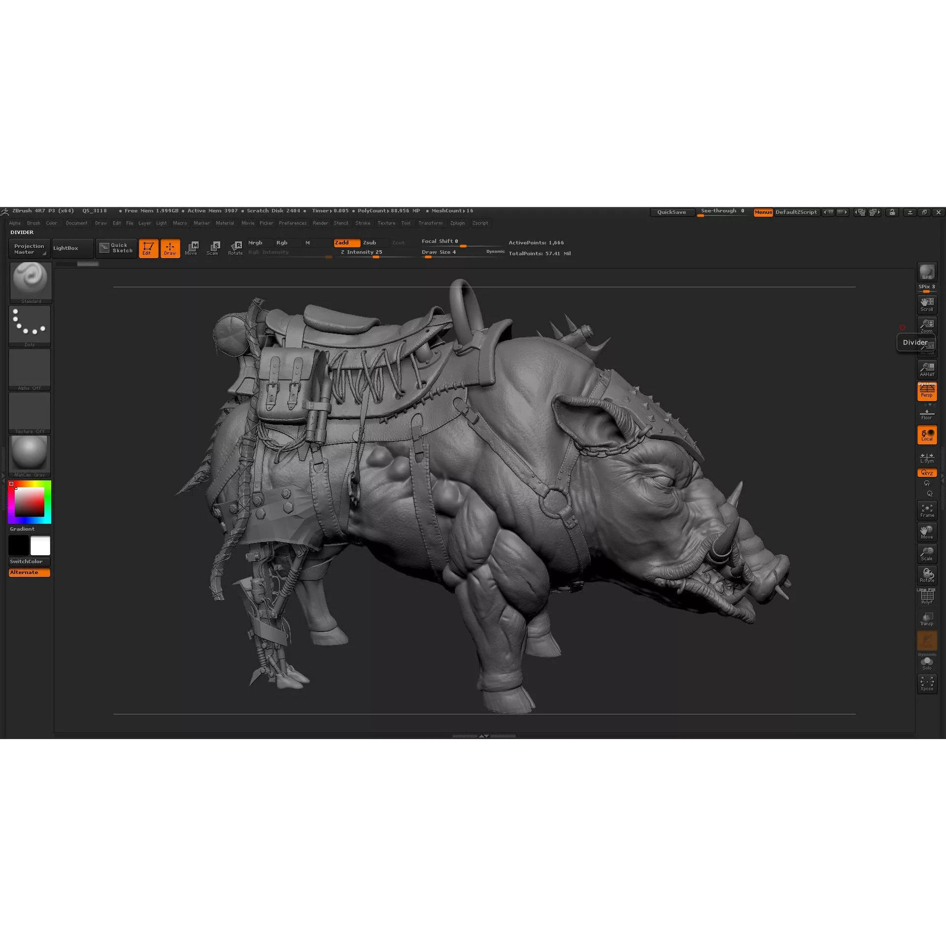 Cybernetic boar Low-poly 3D model 10