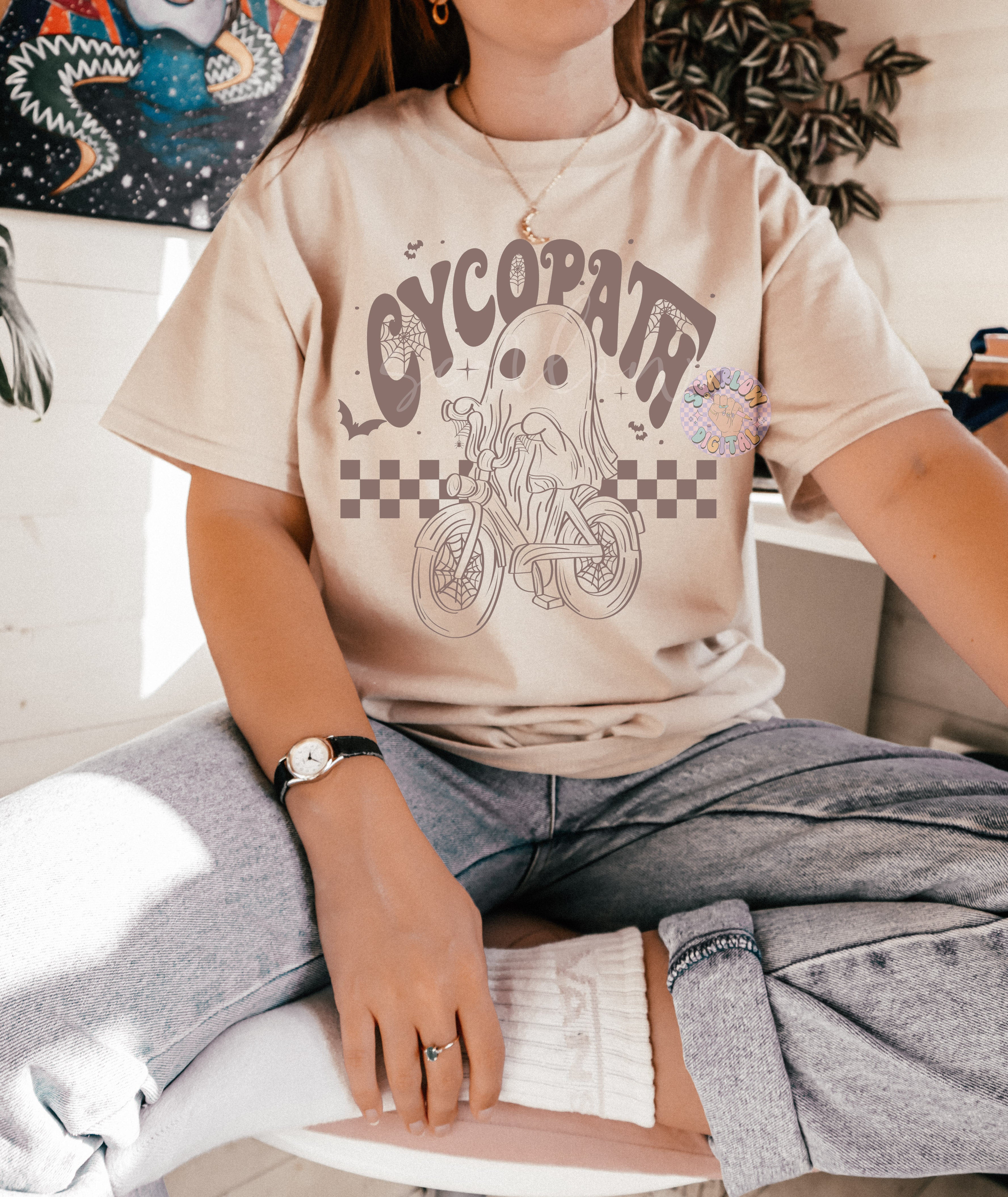 Cycopath PNG-Halloween Sublimation Digital Design Download-bicycle png, ghost png, spooky season png, vintage png, trendy halloween png 2