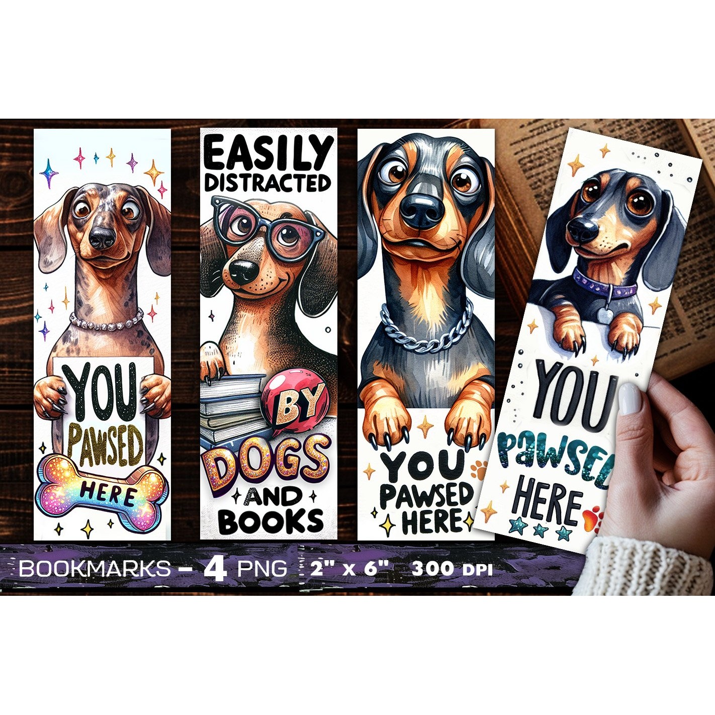 Dachshund bookmark, dog bookmark, you pawsed here