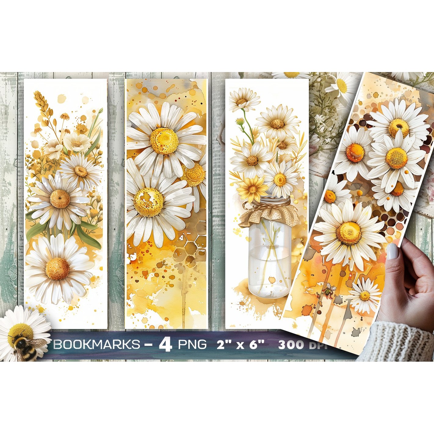 Daisies bookmark, Daisy bookmark, flowers bookmarks
