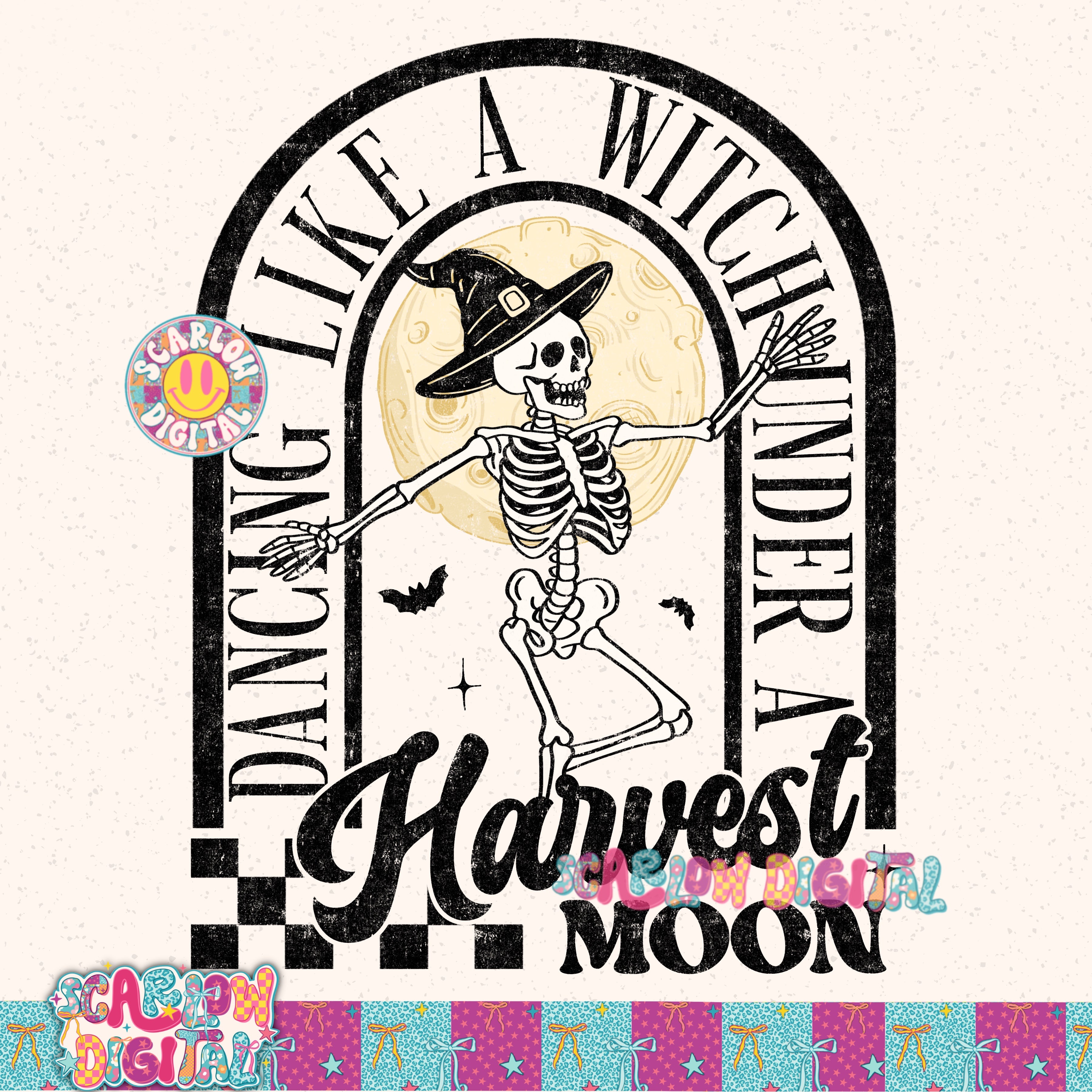 Dancing Like a Witch Under a Harvest Moon PNG Digital Design