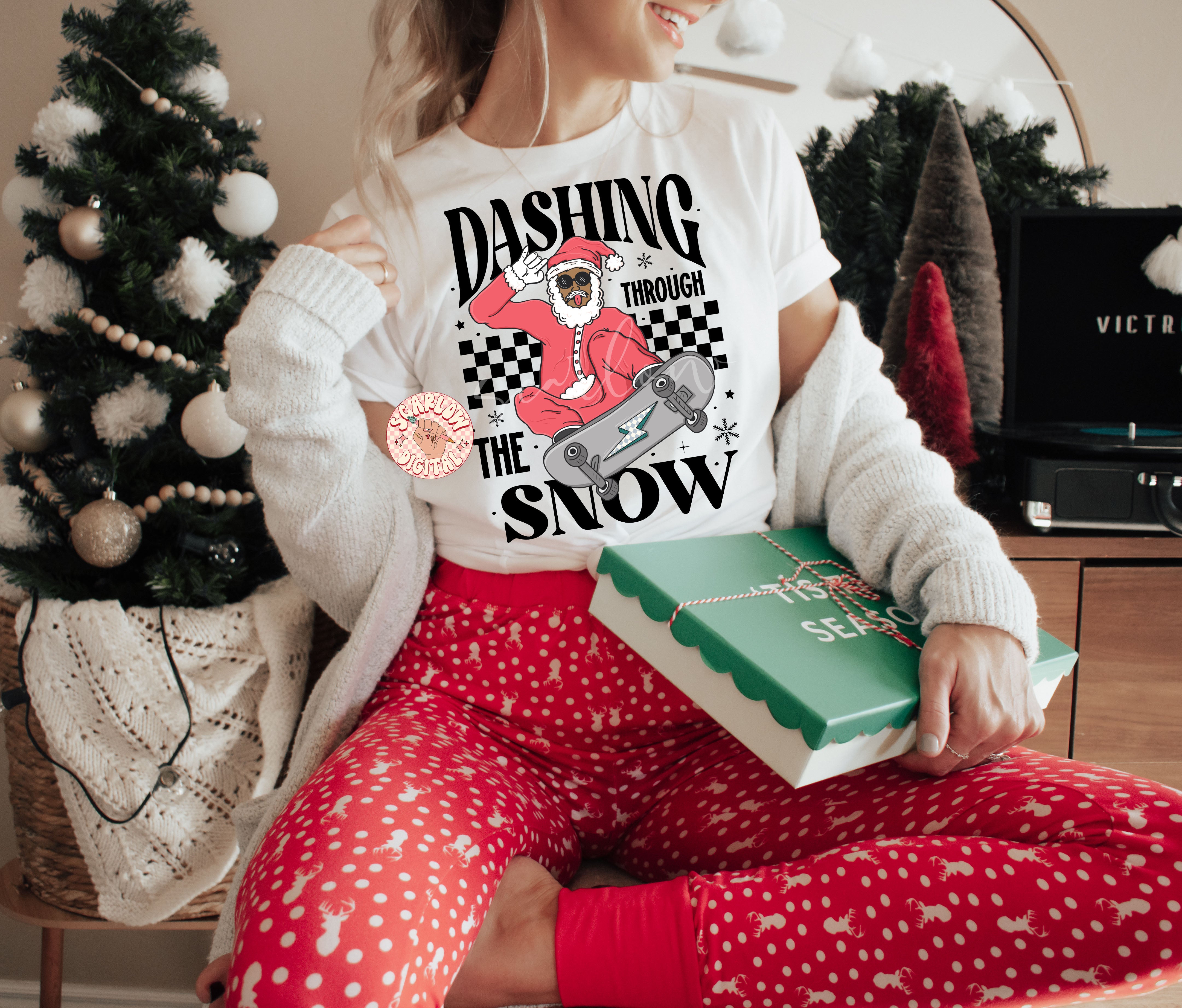 Dashing Through the Snow PNG-Christmas Sublimation Digital Design Download-santa claus png, santa on skateboard png, skater santa png file 4