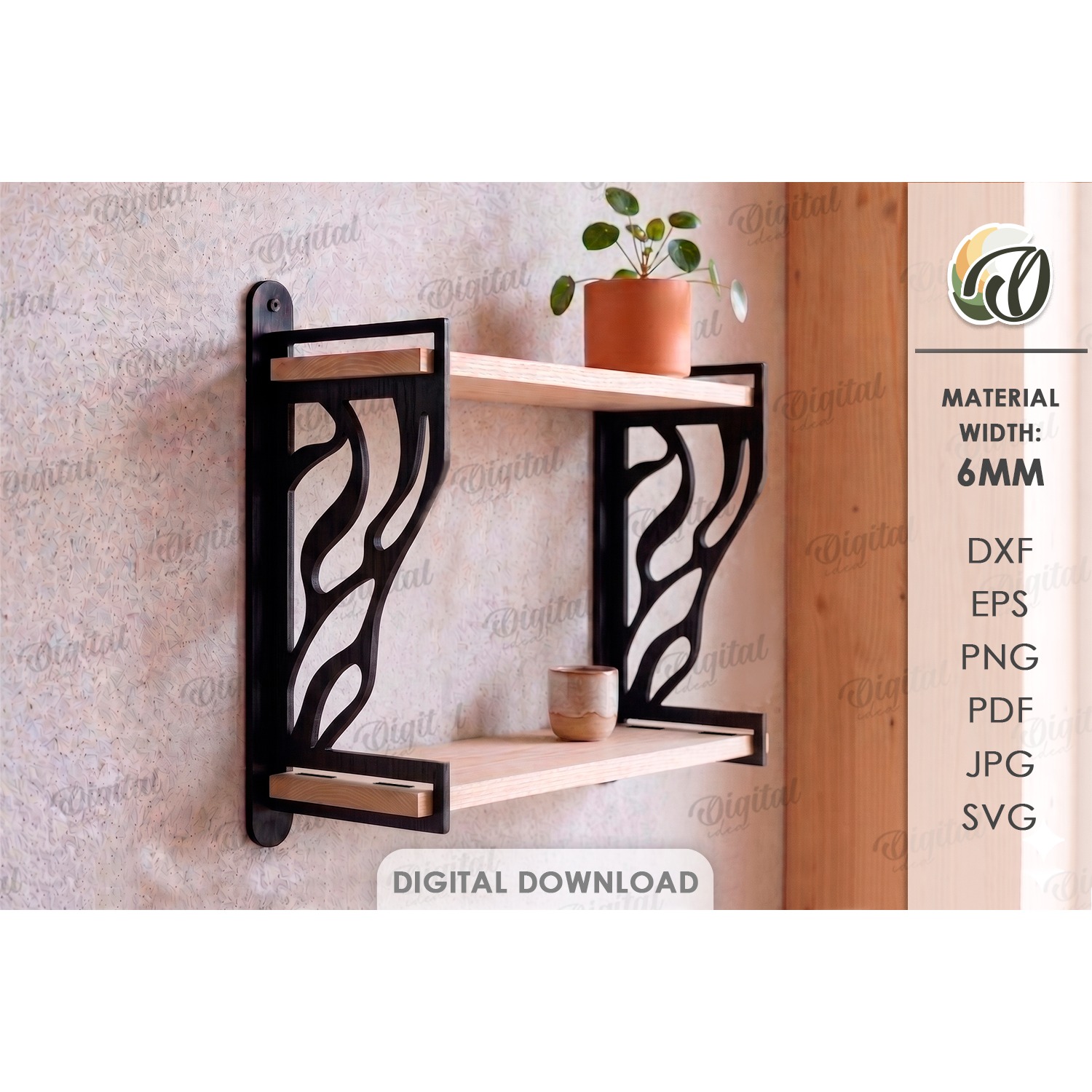 Decorative Wall Shelf Laser Cut. Display Shelf SVG