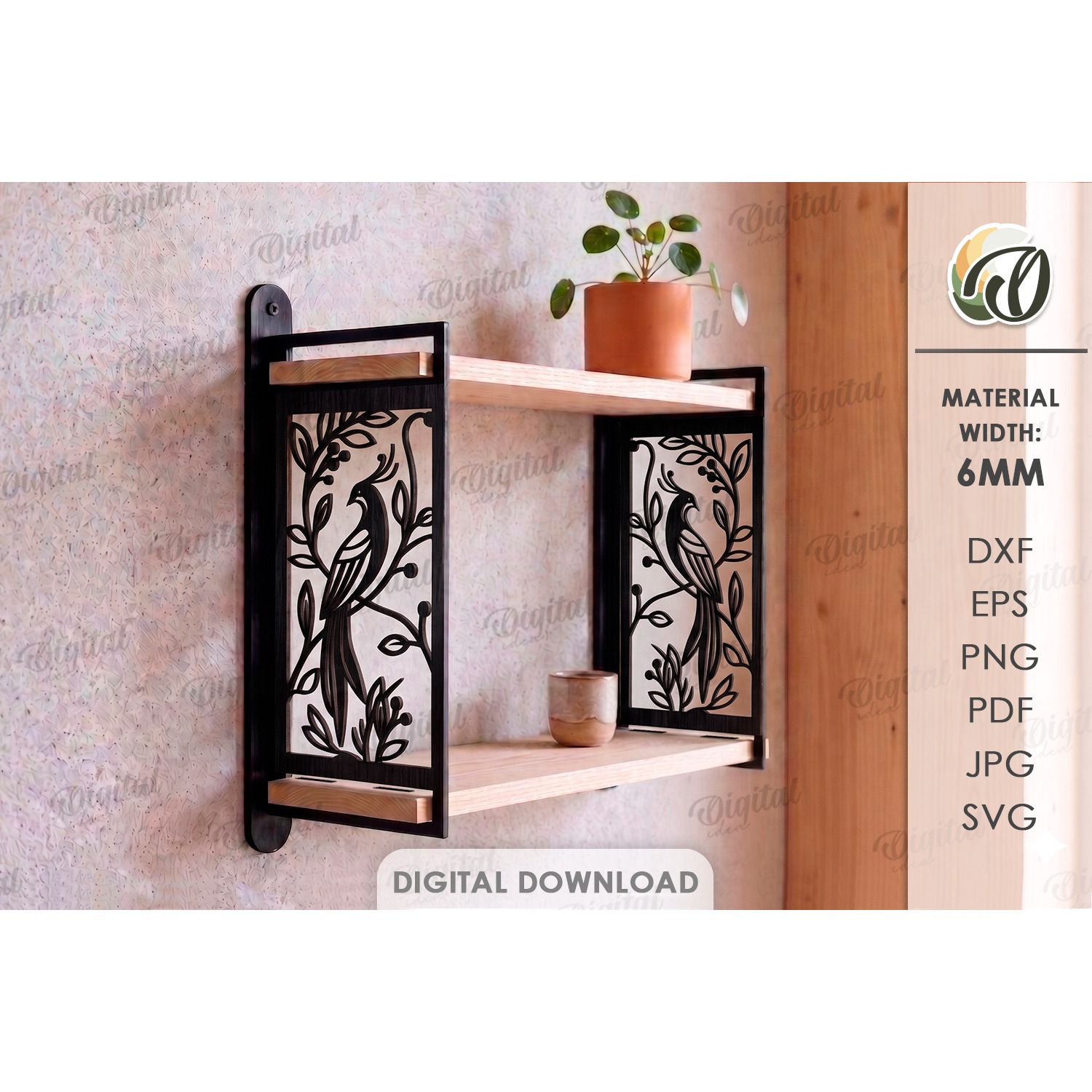 Decorative Wall Shelf Laser Cut. Display Shelf SVG (3)