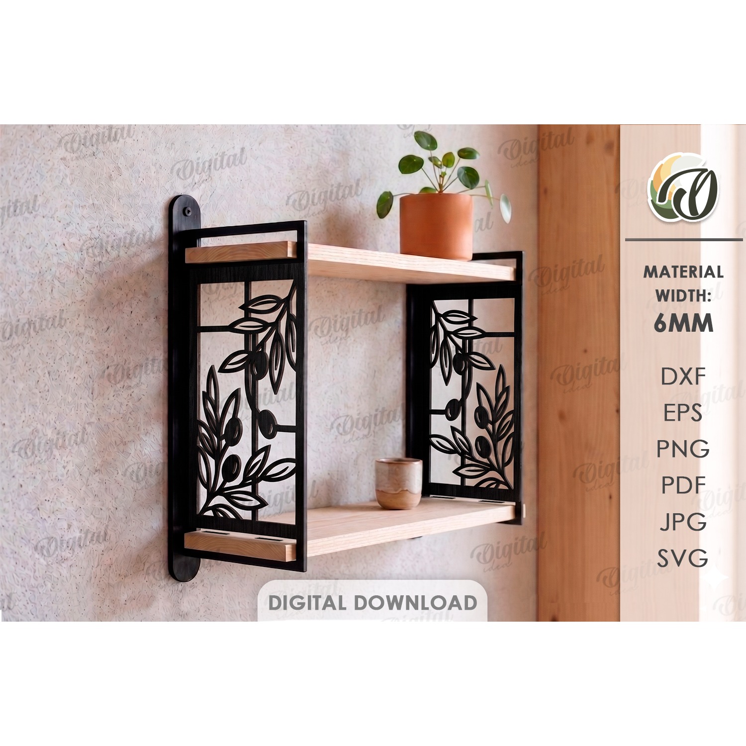Decorative Wall Shelf Laser Cut. Display Shelf SVG (4)