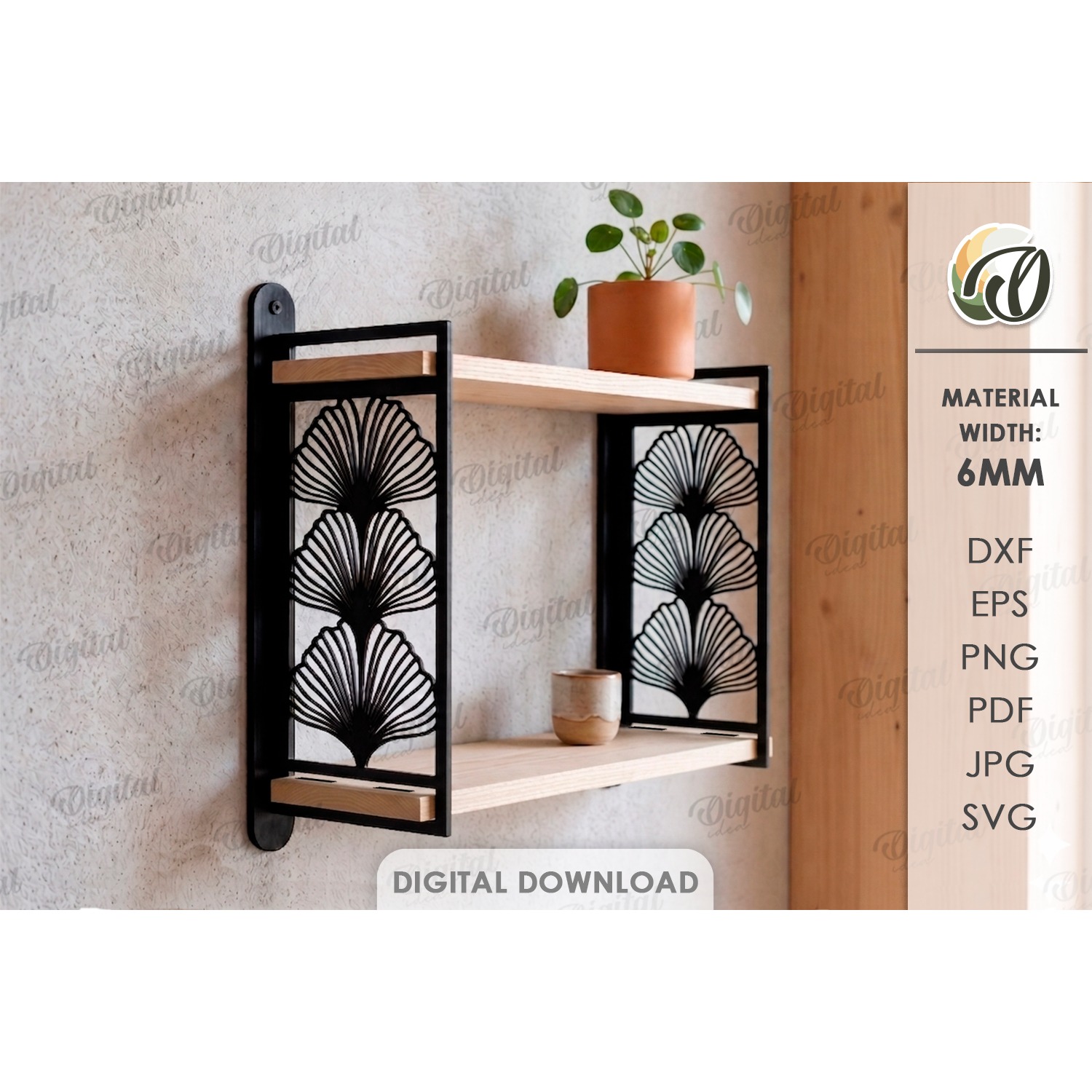 Decorative Wall Shelf Laser Cut. Display Shelf SVG (5)