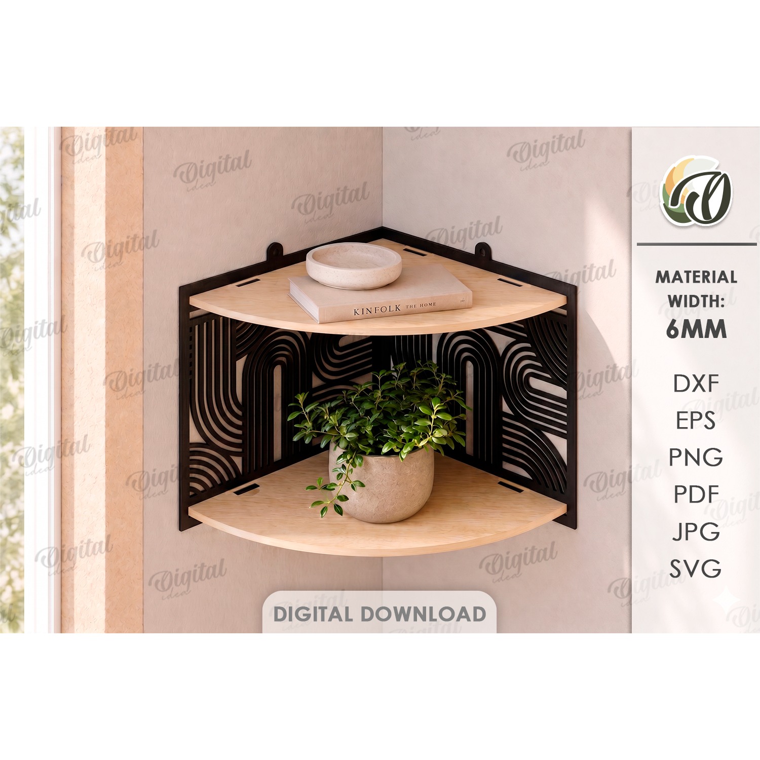 Decorative Wall Shelf Laser Cut. Display Shelf SVG (8)