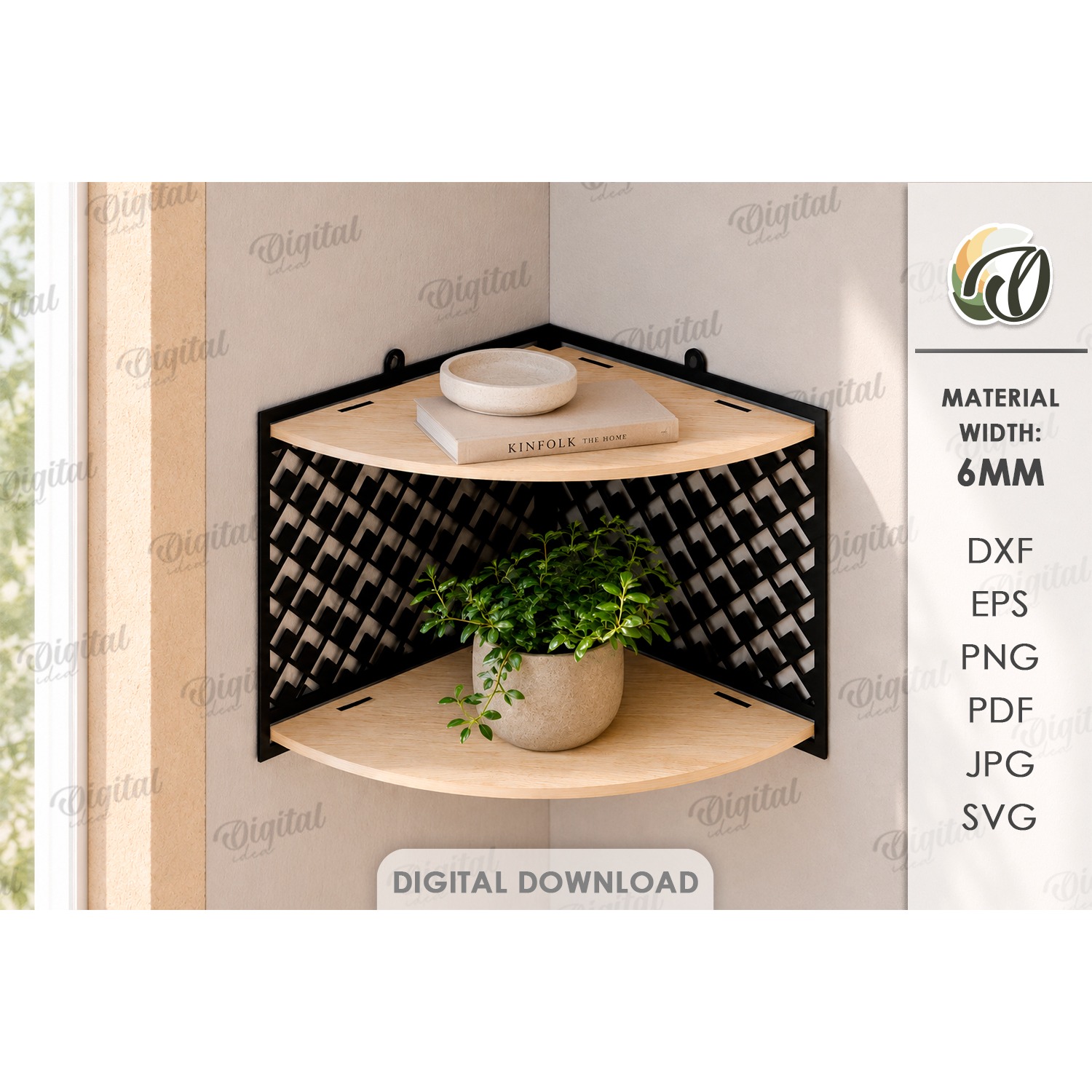 Decorative Wall Shelves Bundle Laser Cut. Display Shelf SVG 2