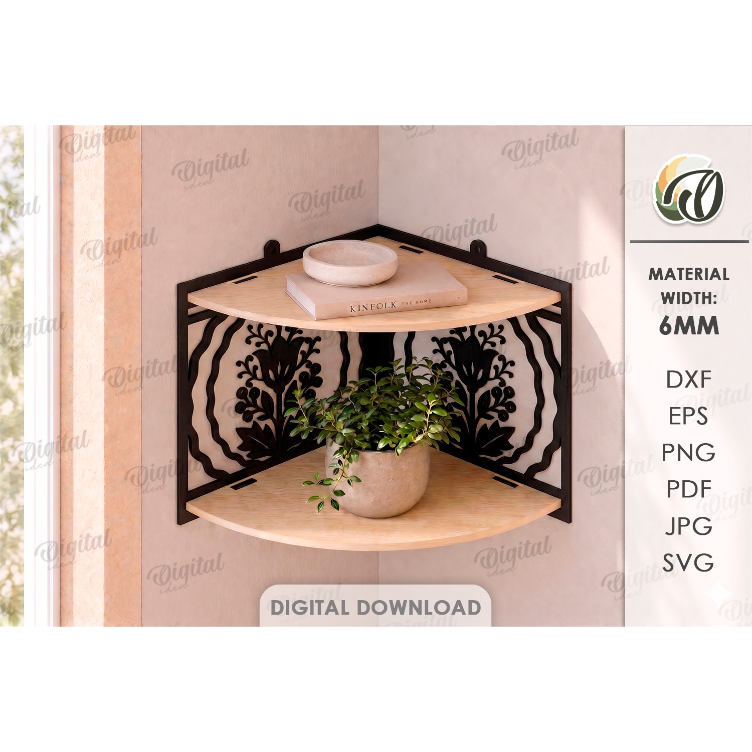Decorative Wall Shelves Bundle Laser Cut. Display Shelf SVG 6