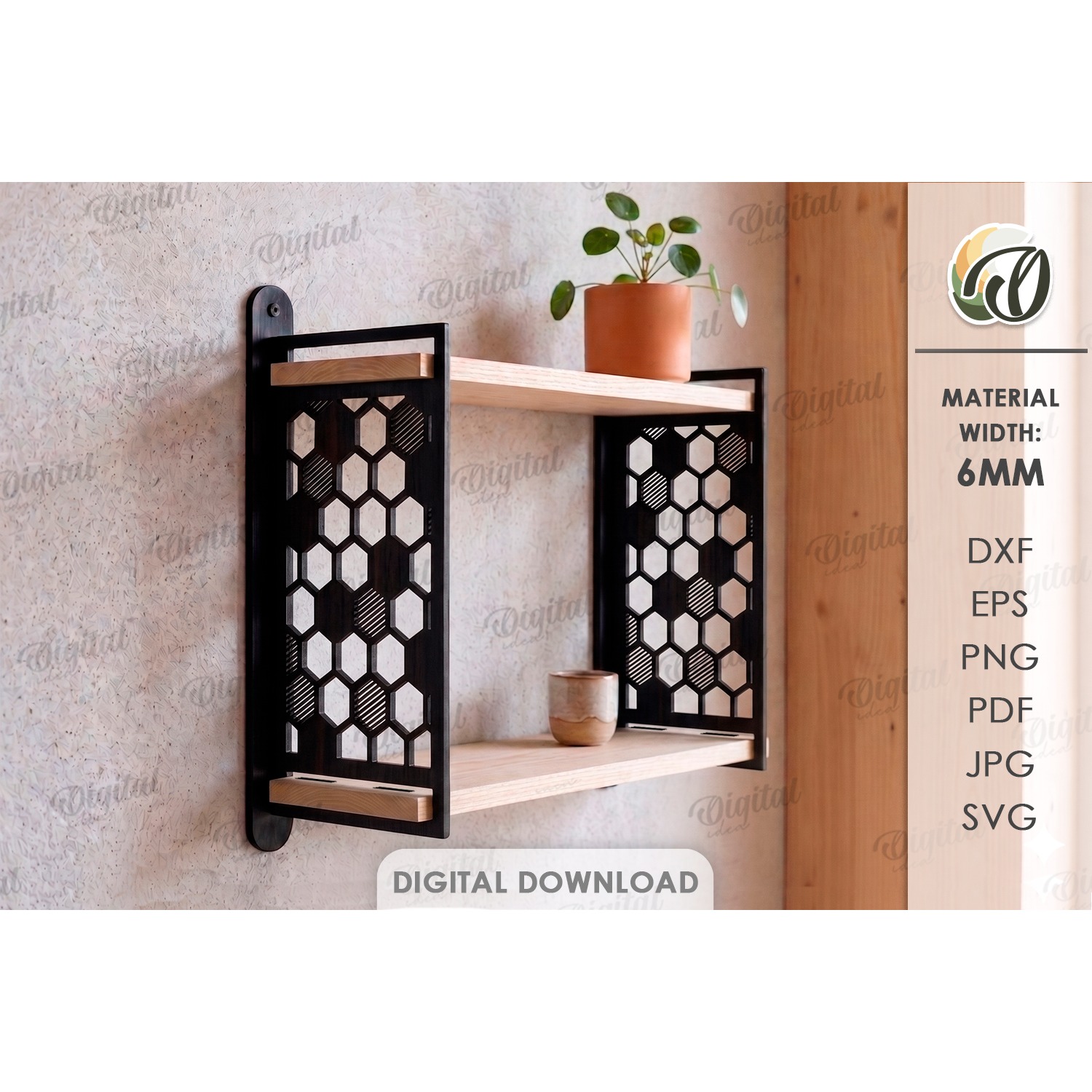 Decorative Wall Shelves Bundle Laser Cut. Display Shelf SVG 7