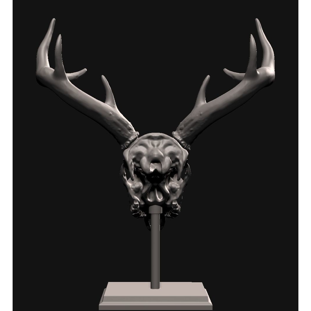 Deer skull with stand 3D print model 5