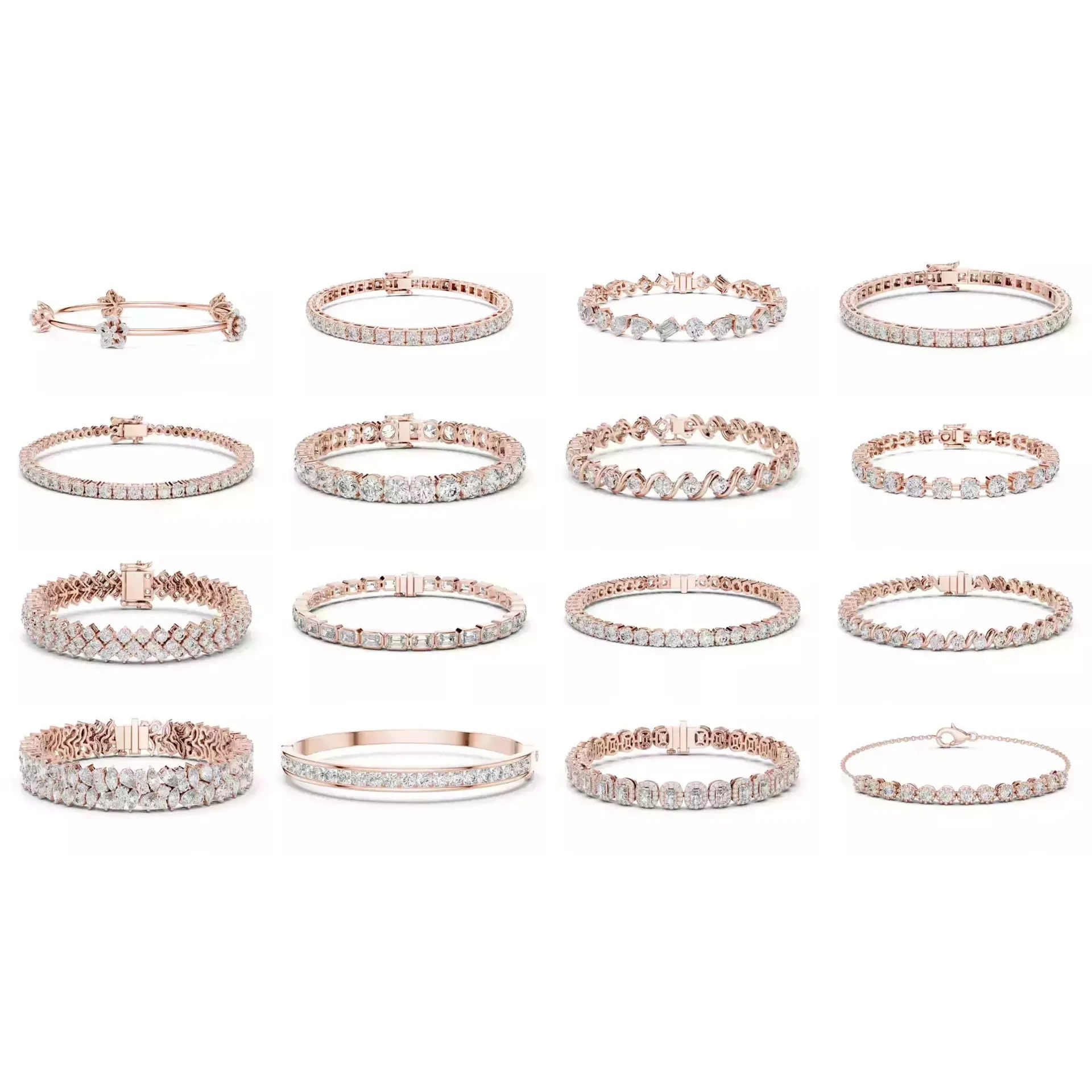 Diamond Bracelet For Woman 3DM STL OBJ FBX with Video 3D Model Pack