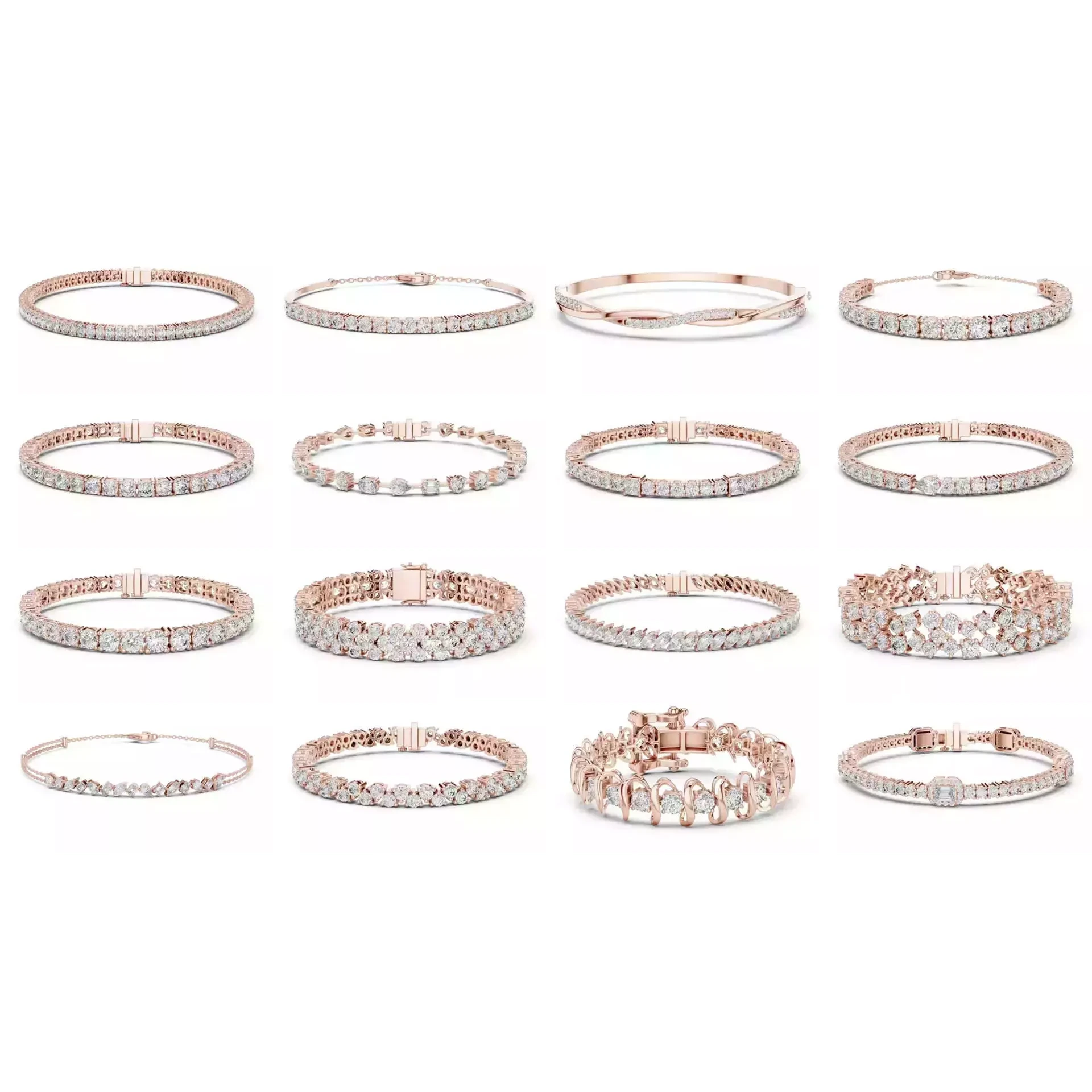 Diamond Bracelet For Woman 3DM STL OBJ FBX with Video 3D Model Pack 4