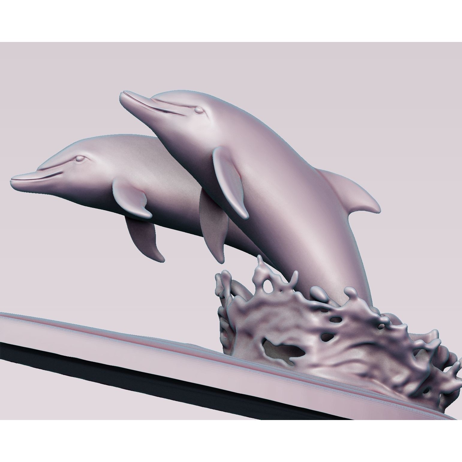DOLPHINS leaping from water 3D print model 3