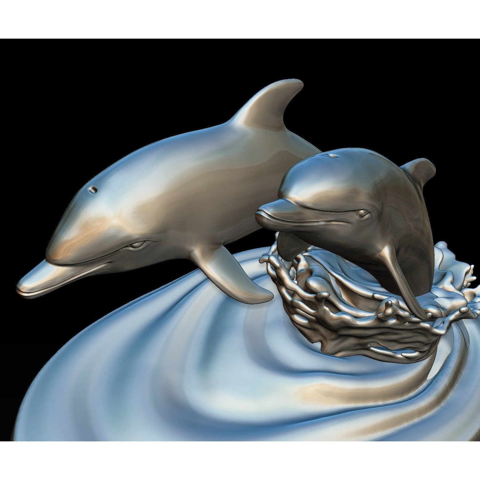 DOLPHINS leaping from water 3D print model 4