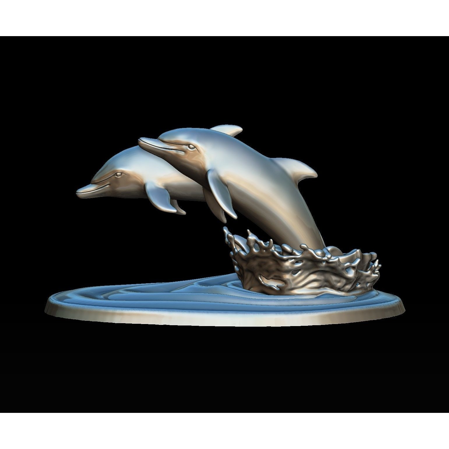 DOLPHINS leaping from water 3D print model 5