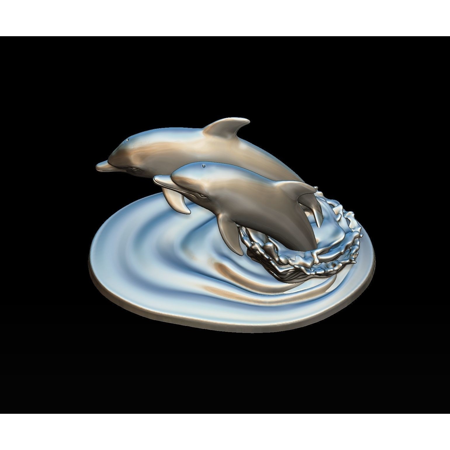 DOLPHINS leaping from water 3D print model 6