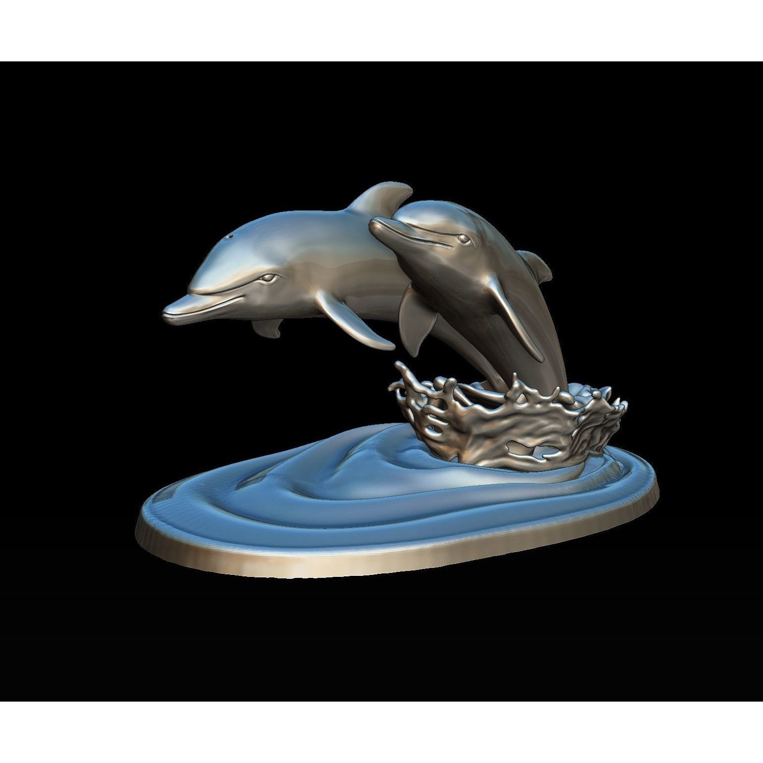 DOLPHINS leaping from water 3D print model 10