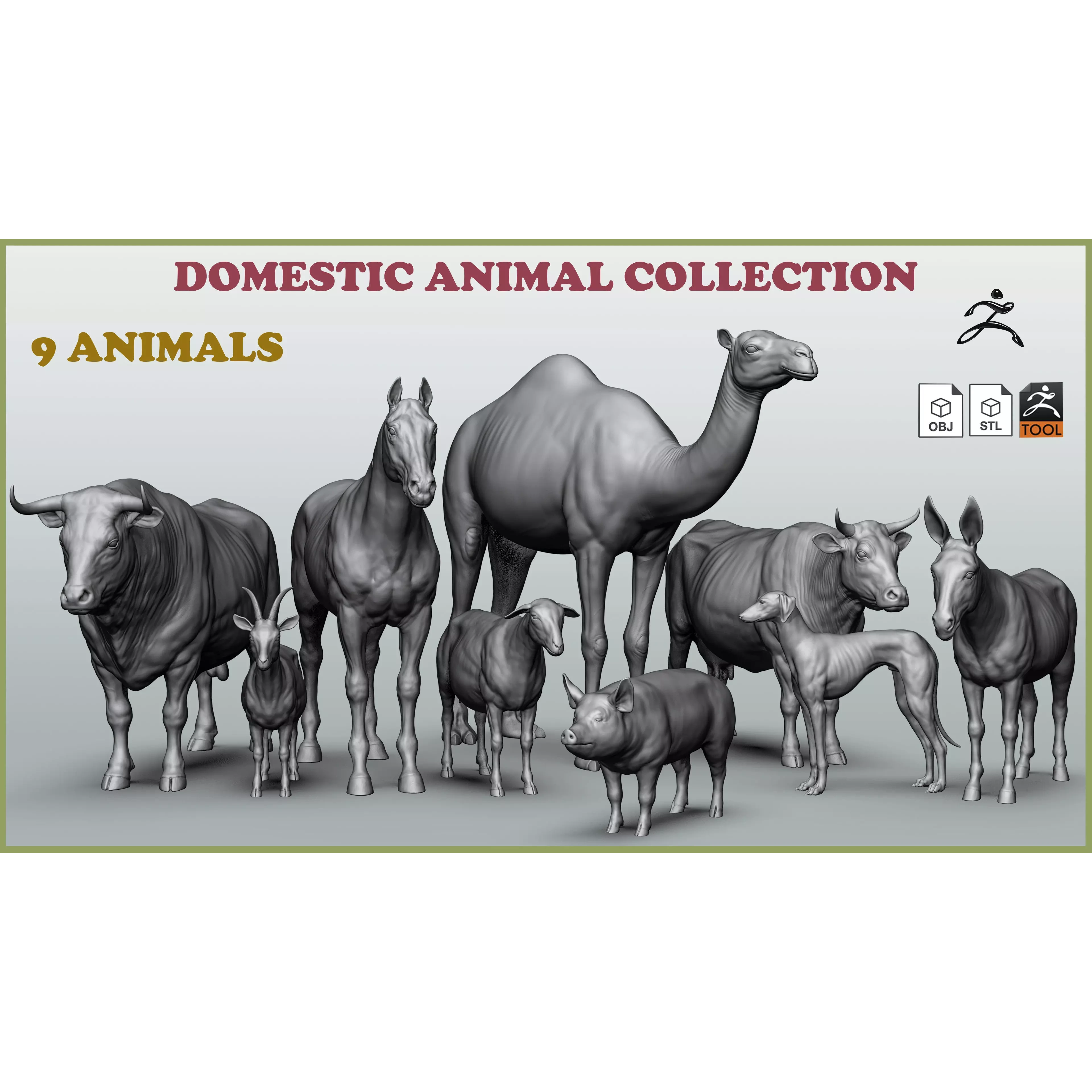 Domestic animal collection 3D model