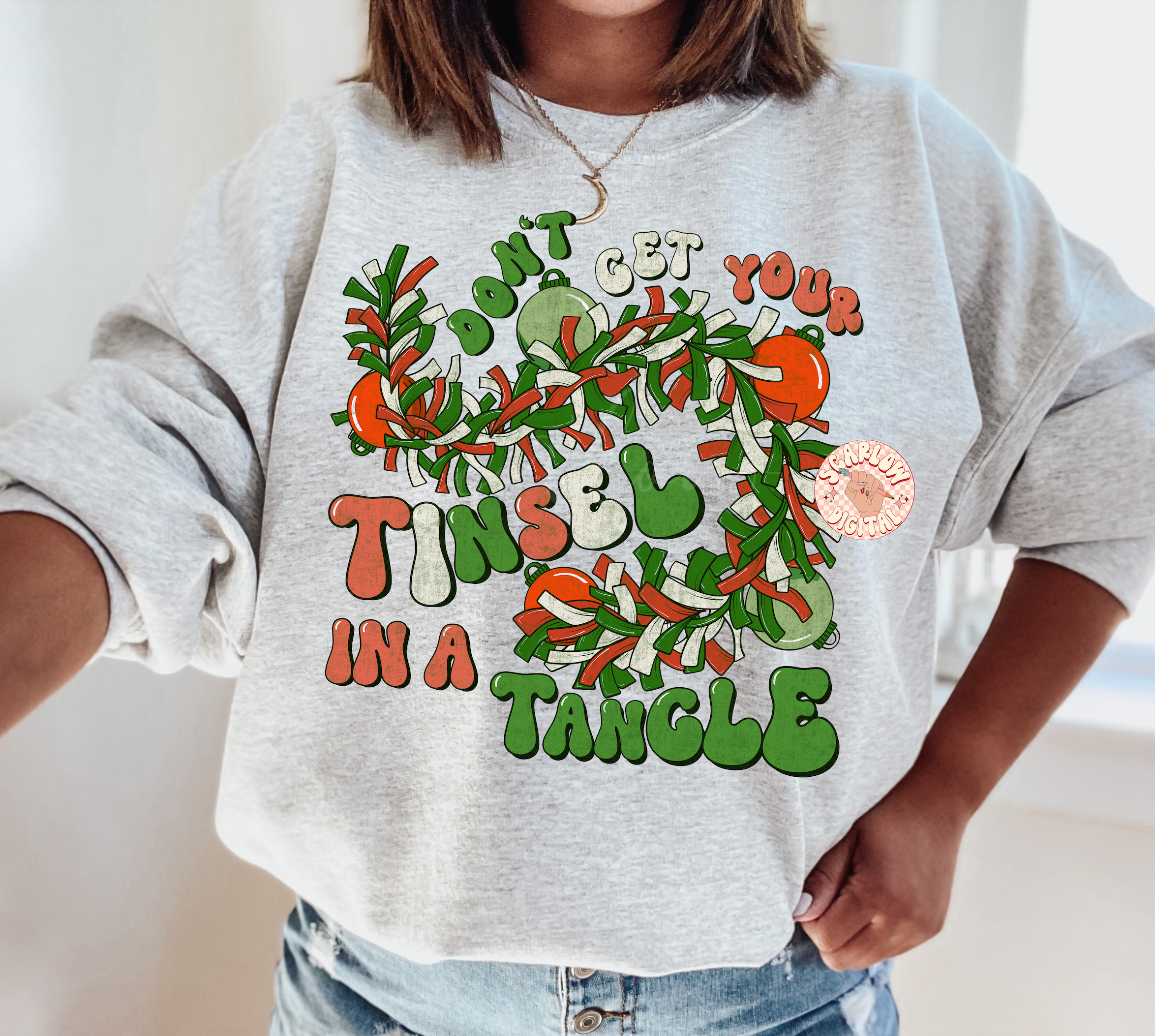 Don't Get Your Tinsel in a Tangle PNG-Christmas Sublimation Digital Design Download-christmas png designs, ornament png, funny christmas png 4