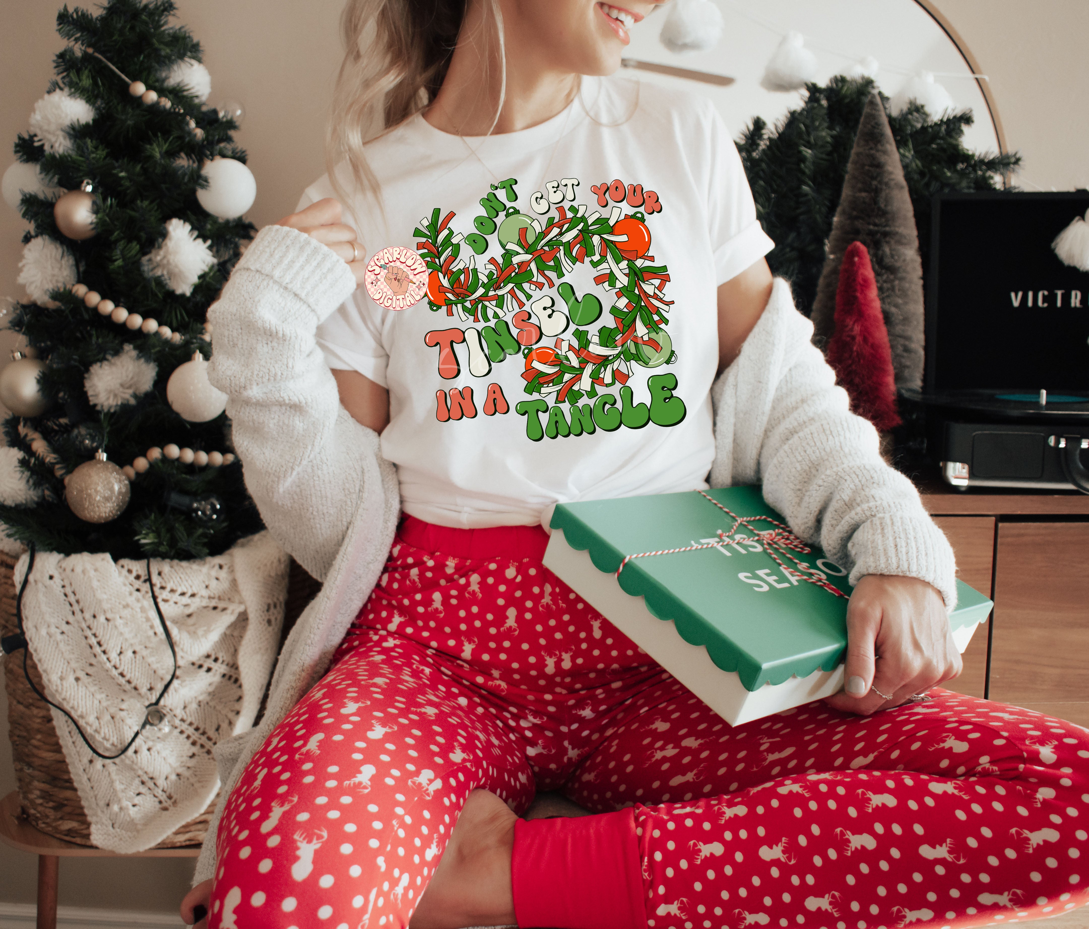 Don't Get Your Tinsel in a Tangle PNG-Christmas Sublimation Digital Design Download-christmas png designs, ornament png, funny christmas png 5