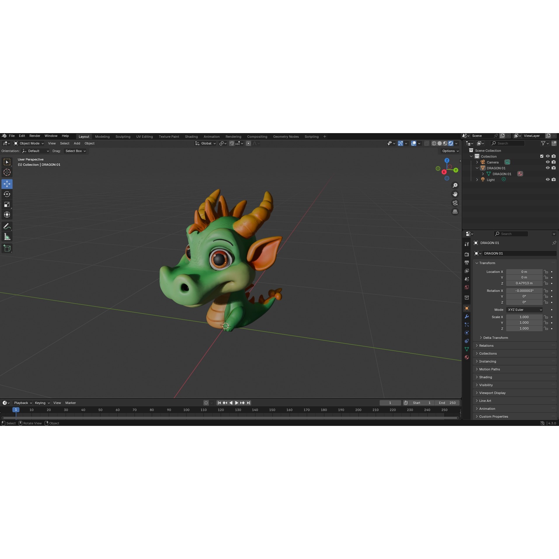 Dragon Head Cartoon Style Free 3D model 2