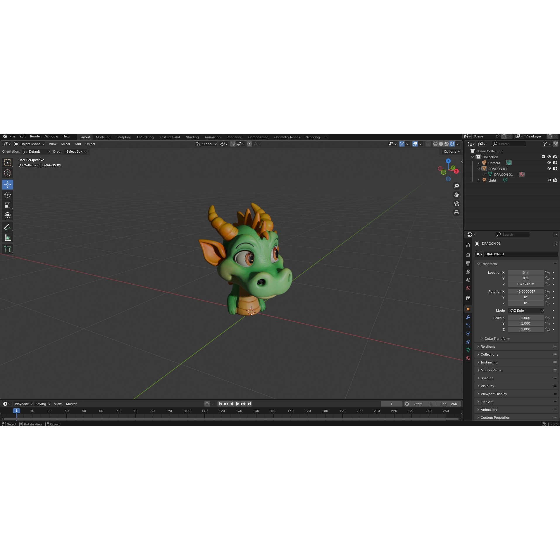 Dragon Head Cartoon Style Free 3D model 3
