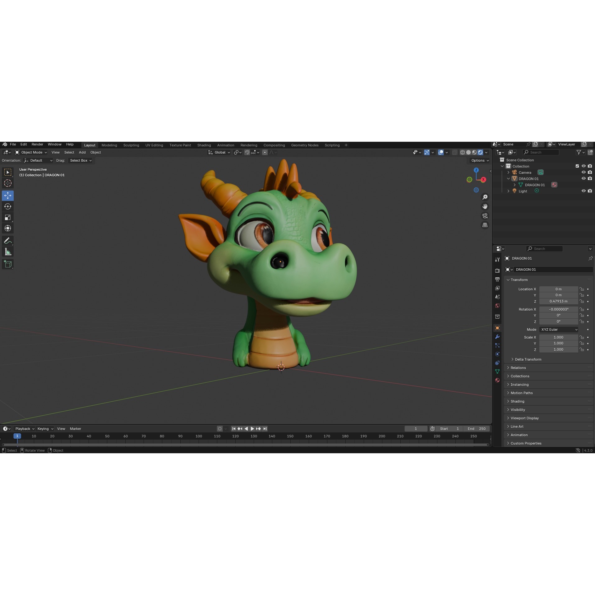 Dragon Head Cartoon Style Free 3D model 6