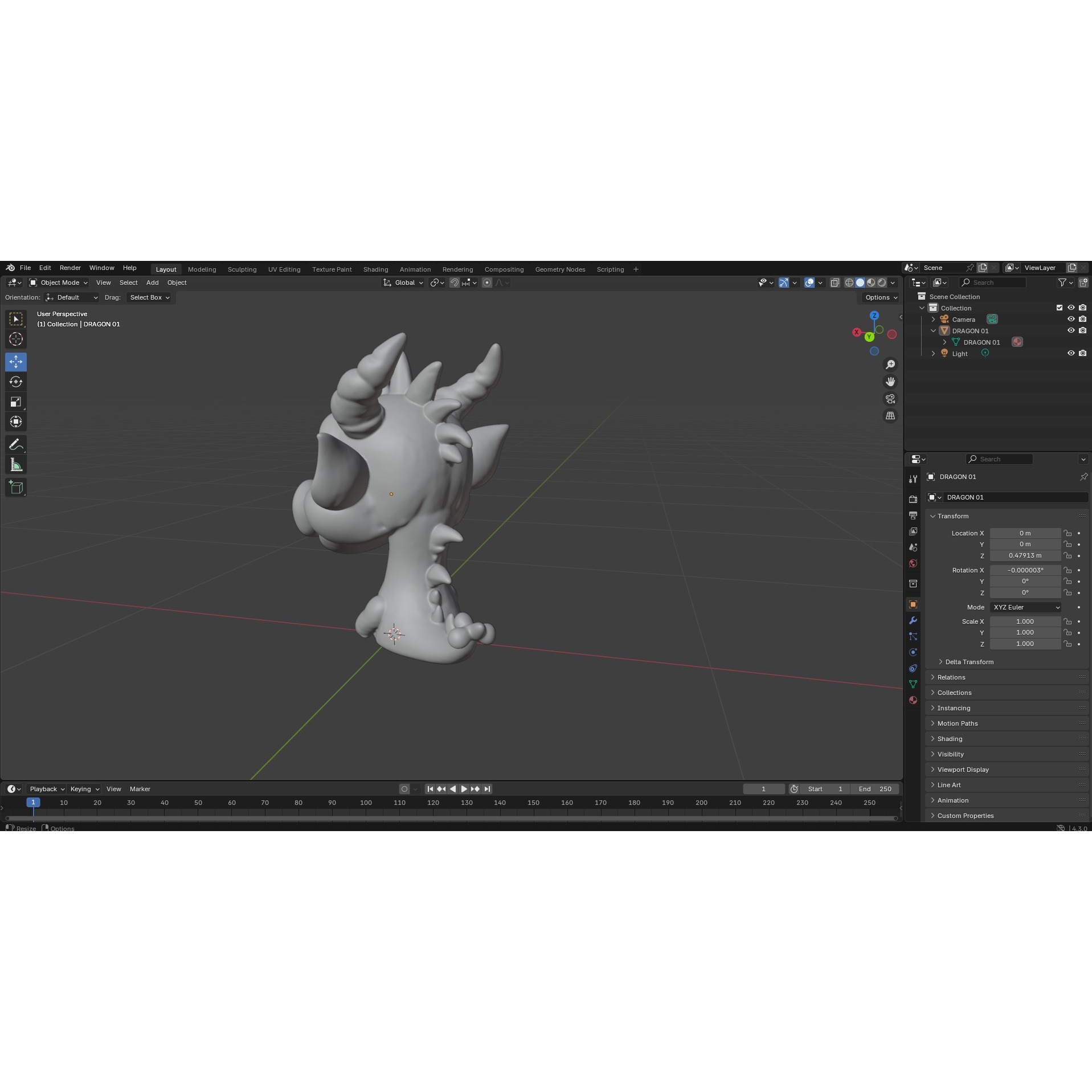 Dragon Head Cartoon Style Free 3D model 8