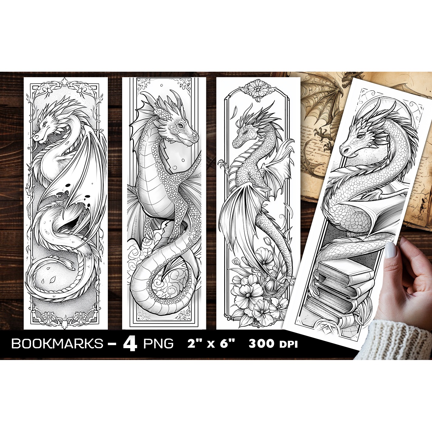 Dragons coloring bookmark, dragon coloring page bookmark (10)