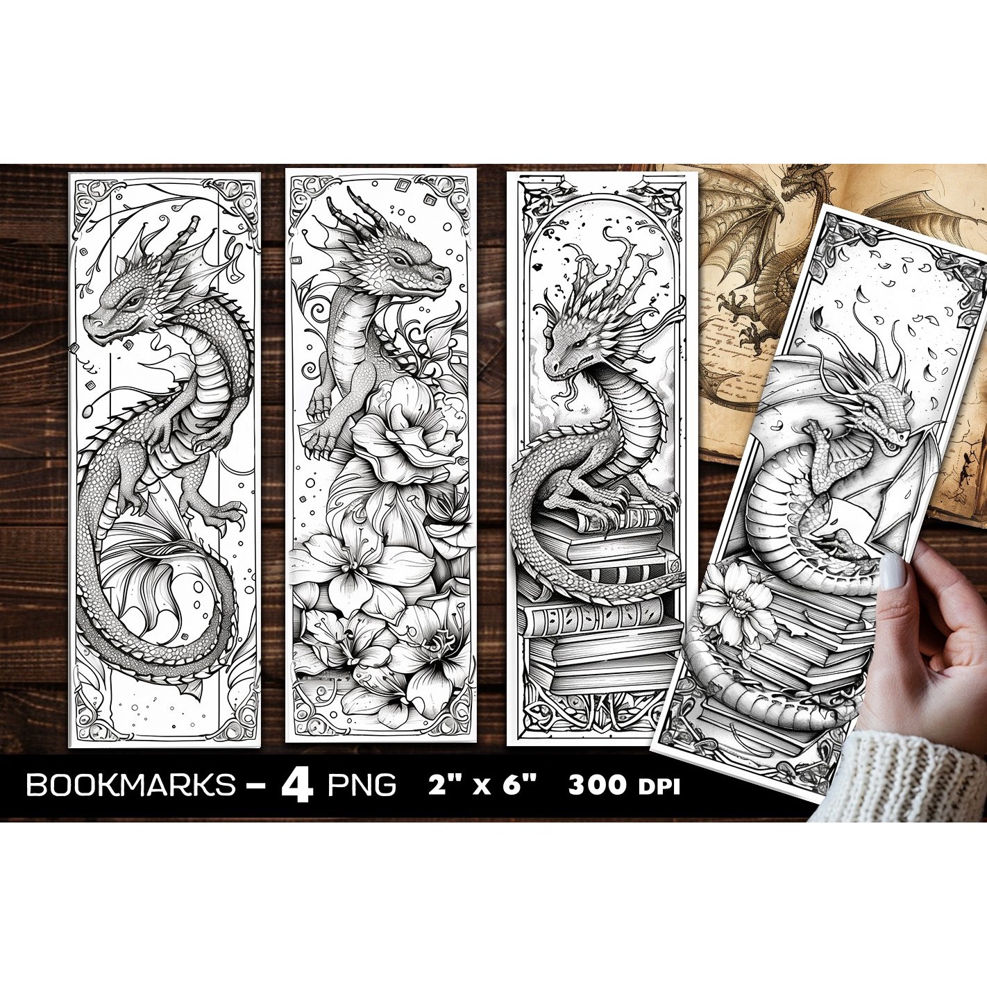Dragons coloring bookmark, dragon coloring page bookmark (12)