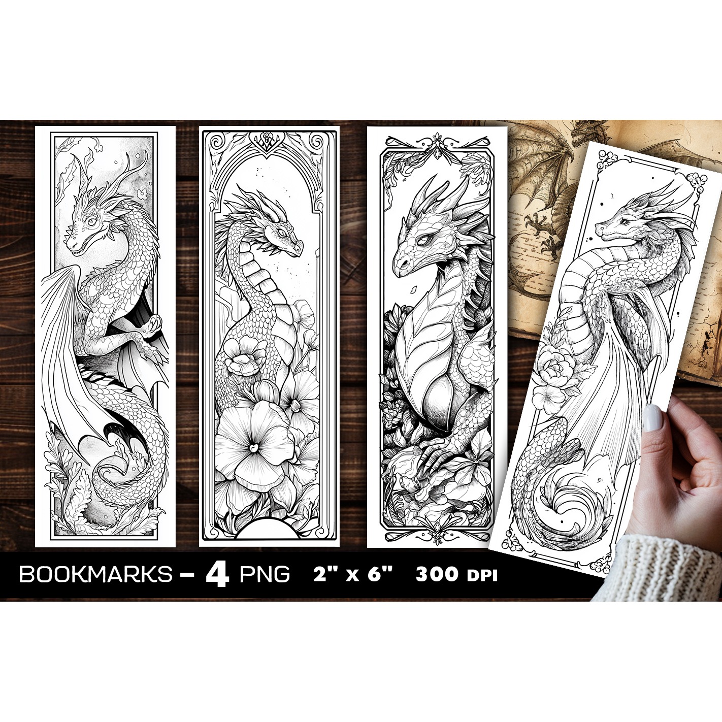 Dragons coloring bookmark, dragon coloring page bookmark (6)