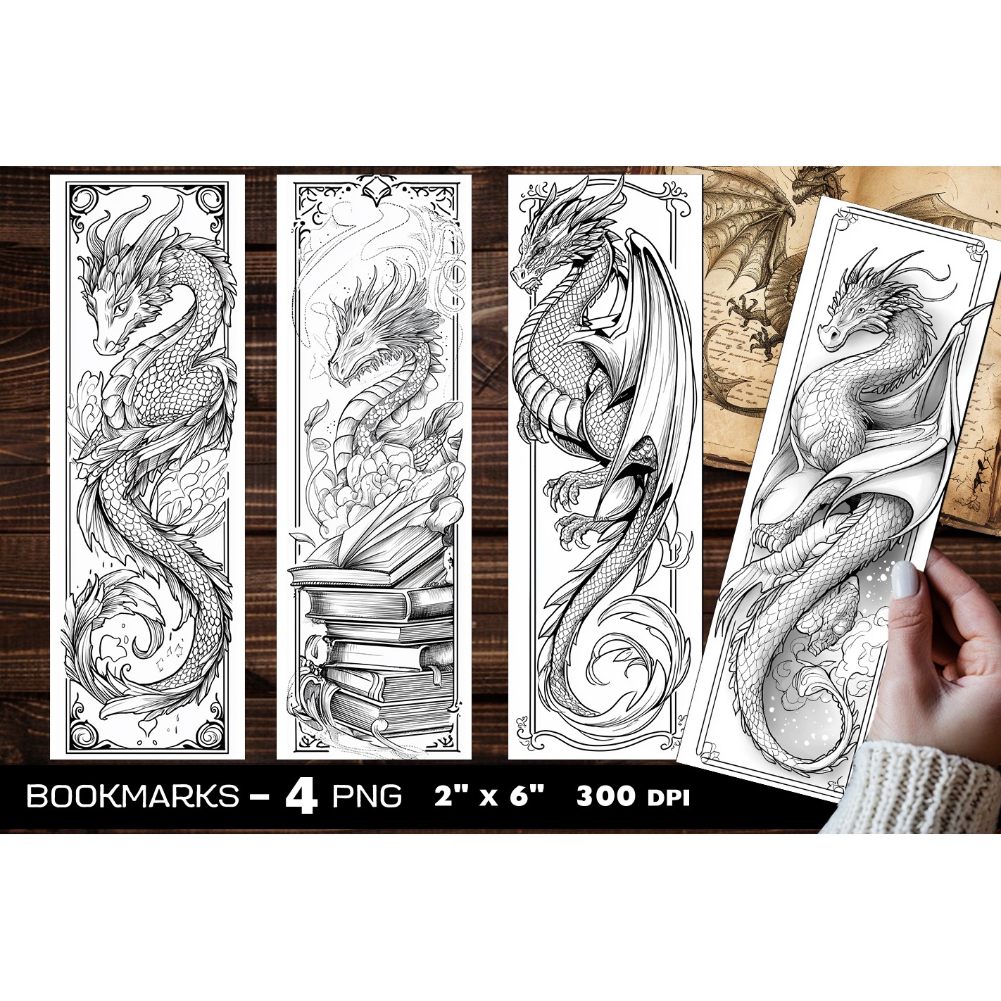 Dragons coloring bookmark, dragon coloring page bookmark (7)